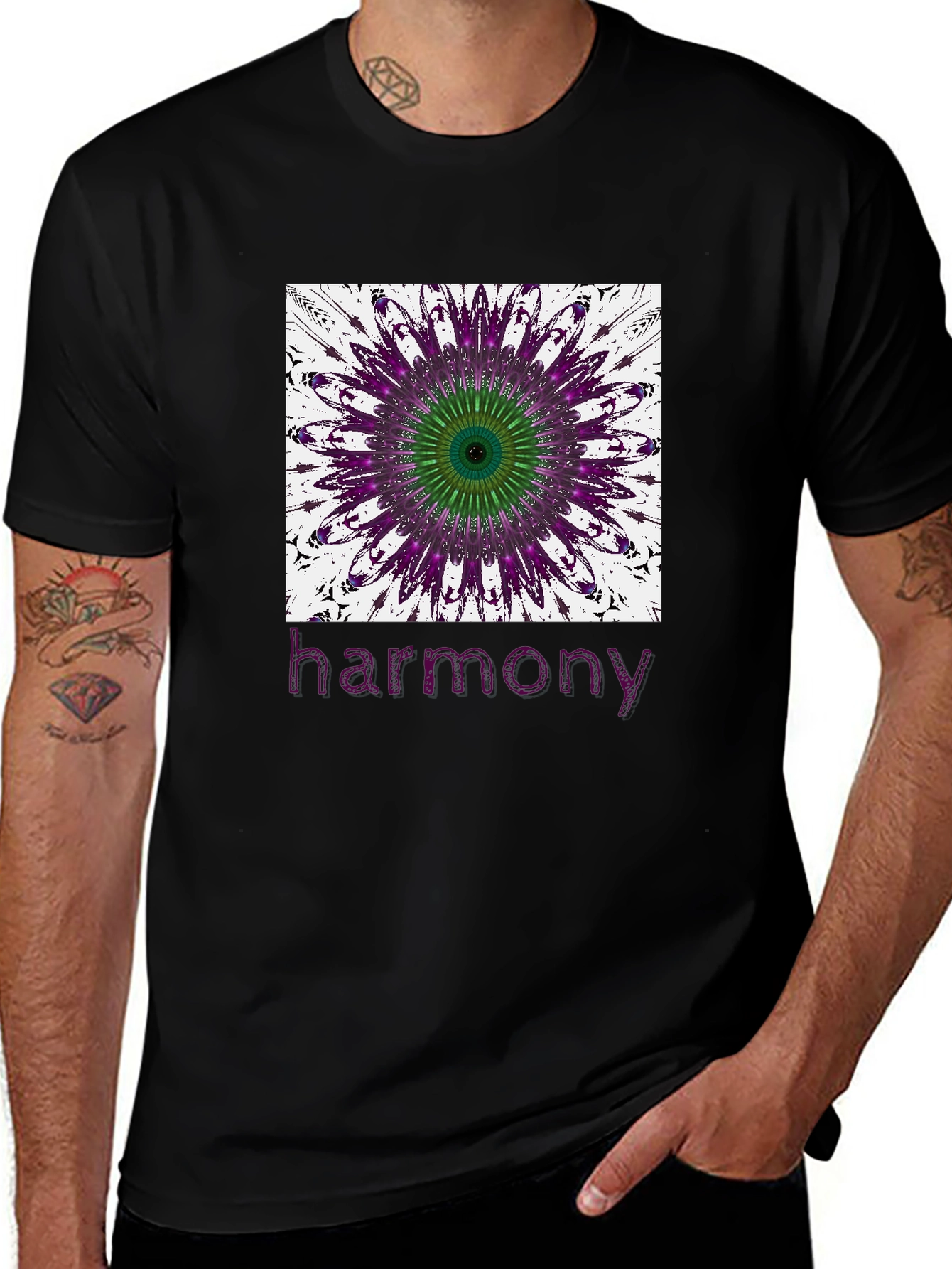 Harmony Mandala Graphic Tee - Stylish Black T-Shirt