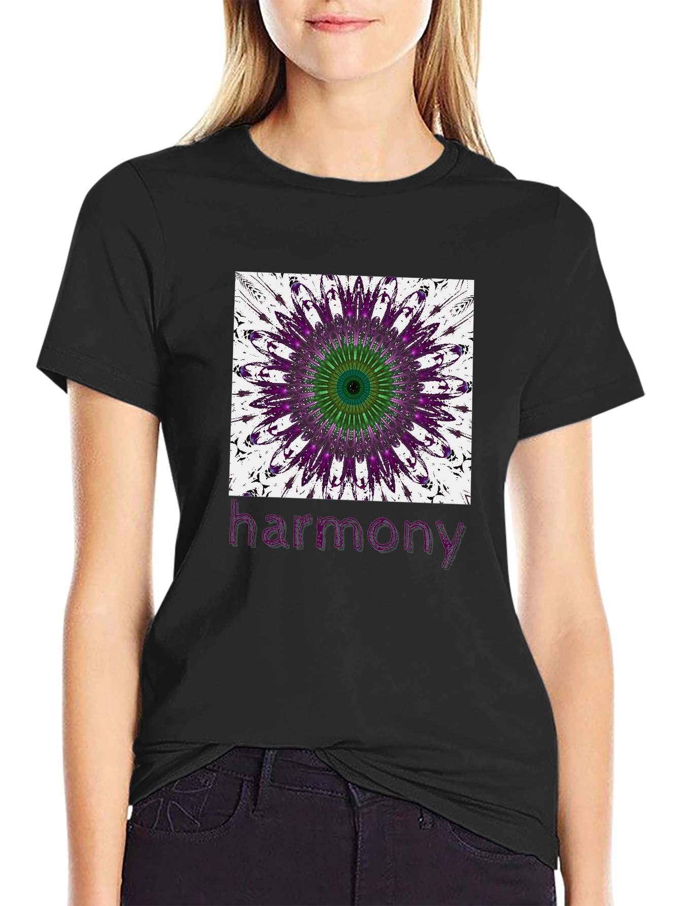 Harmony Mandala Graphic Tee - Stylish Black T-Shirt