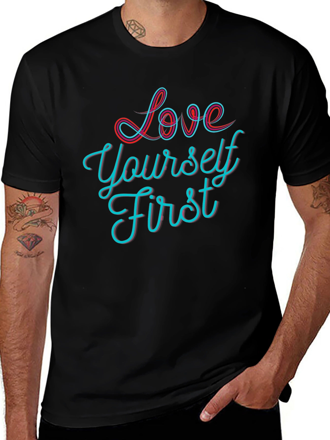 Love Yourself First Graphic Tee - Stylish Black T-Shirt