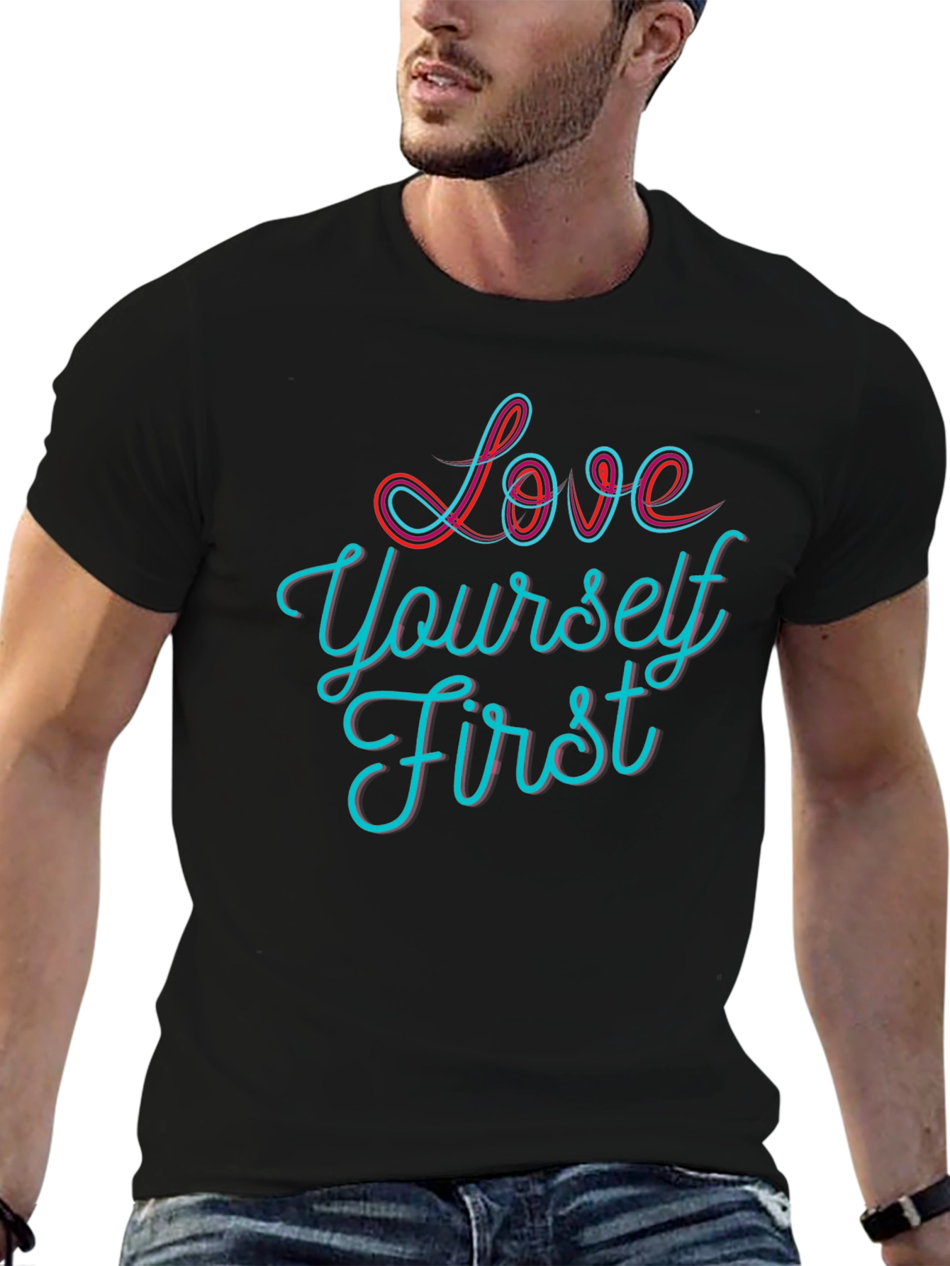 Love Yourself First Graphic Tee - Stylish Black T-Shirt