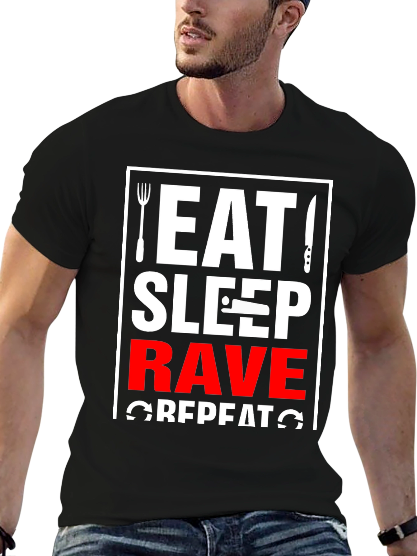 Eat Sleep Rave Repeat Graphic Tee