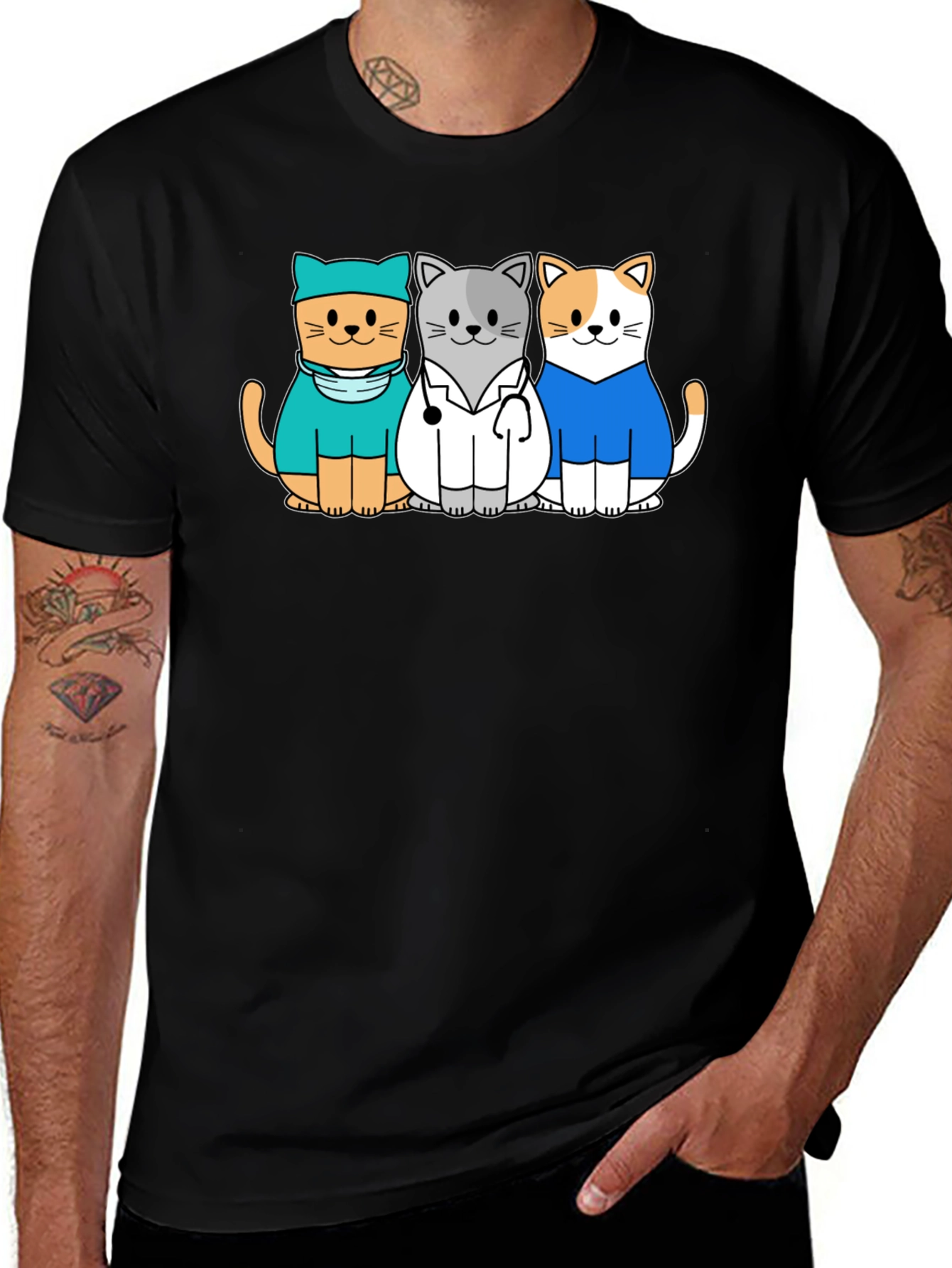 Vet Cat T-Shirt - Cute Cartoon Animal Tee