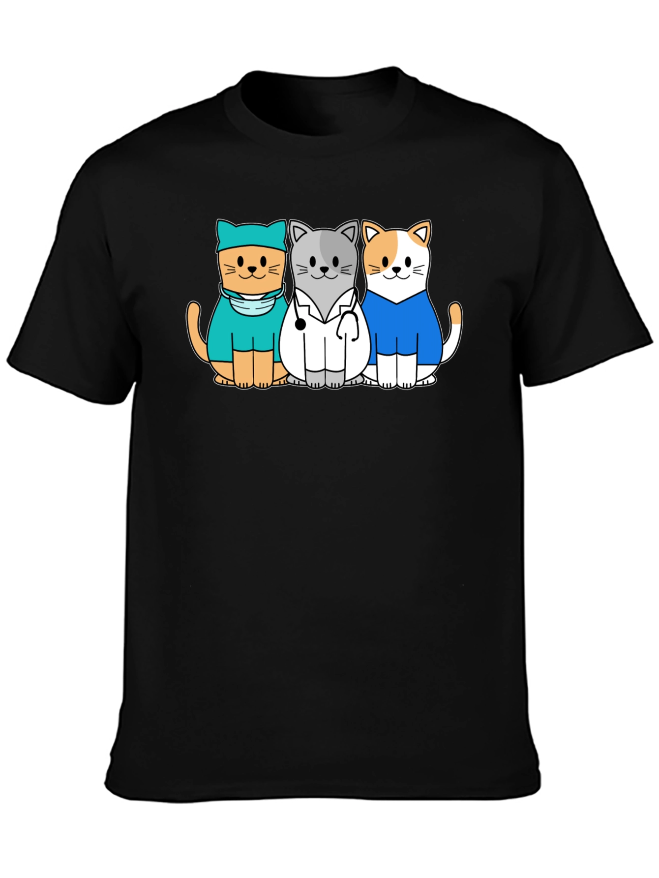 Vet Cat T-Shirt - Cute Cartoon Animal Tee
