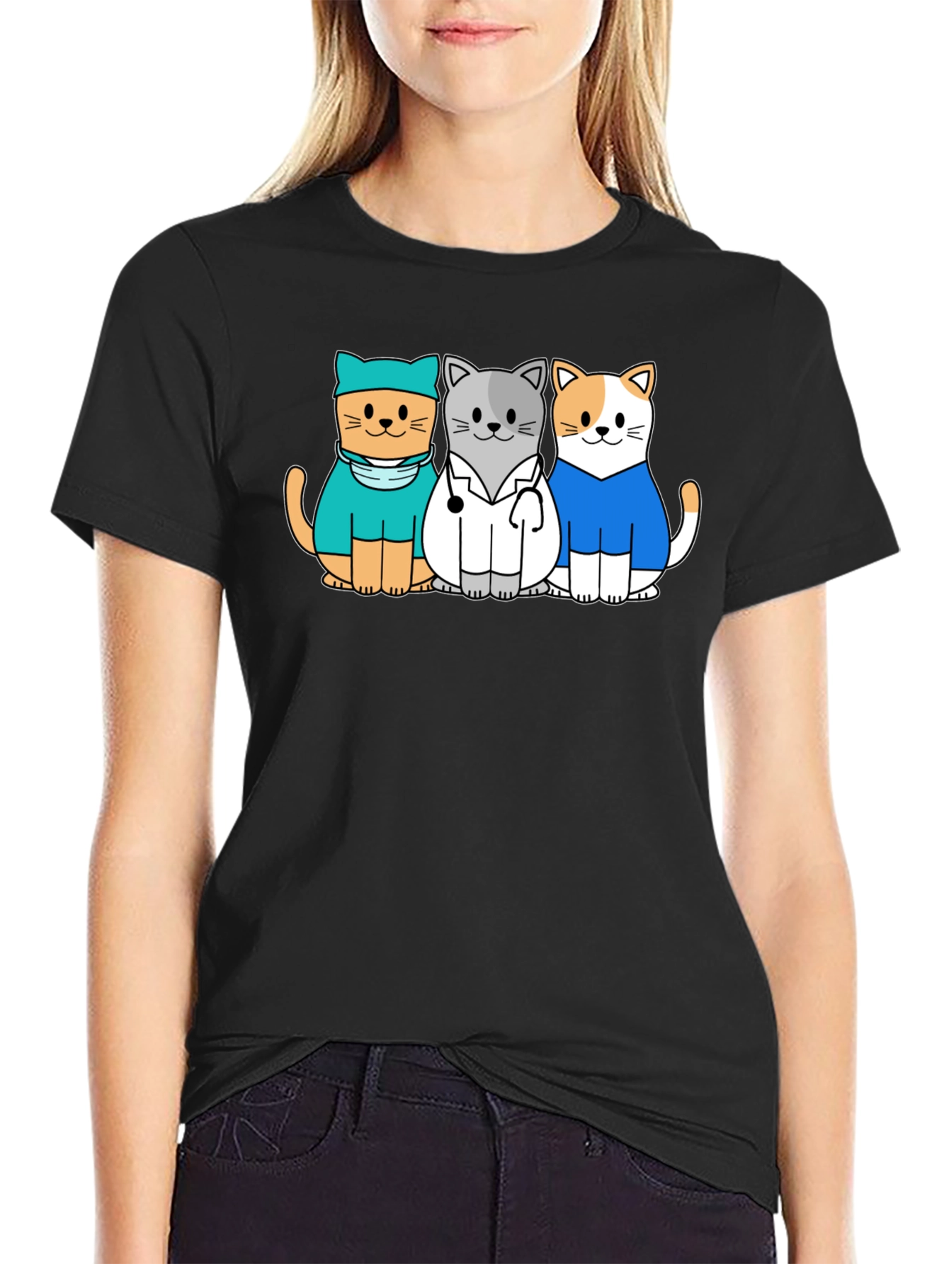 Vet Cat T-Shirt - Cute Cartoon Animal Tee