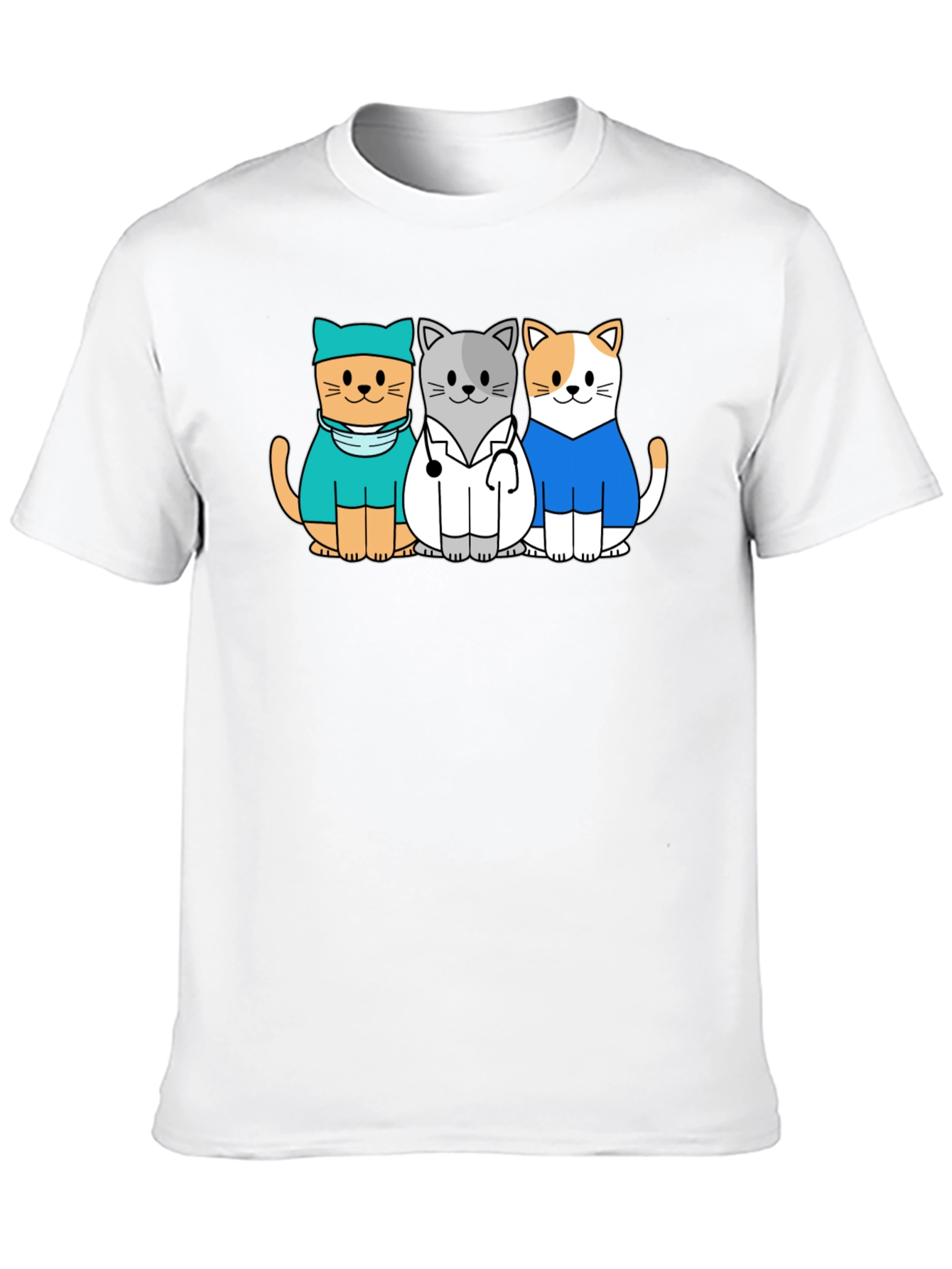 Vet Cat T-Shirt - Cute Cartoon Animal Tee