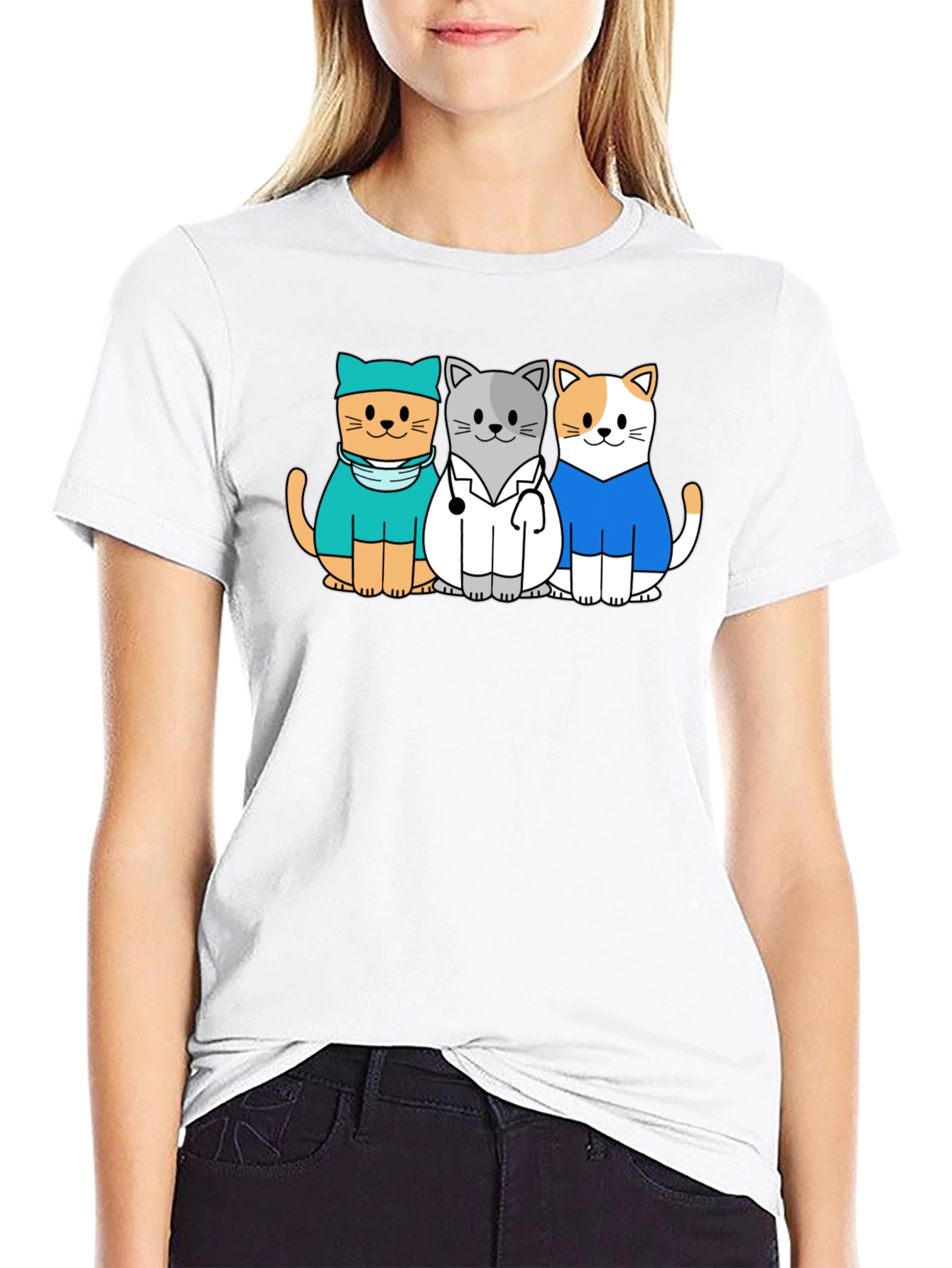 Vet Cat T-Shirt - Cute Cartoon Animal Tee