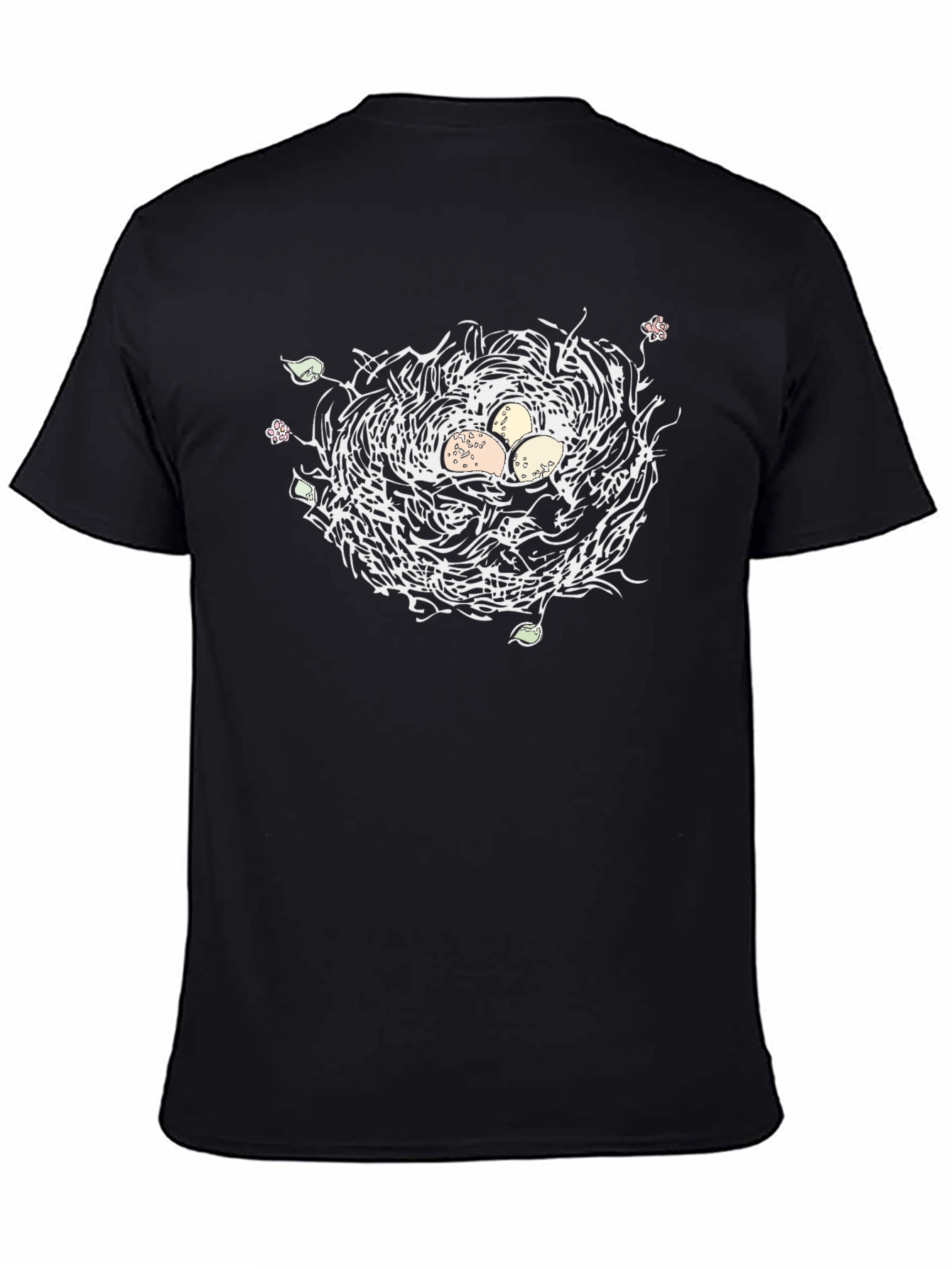 Nature Nest Graphic Tee - Black Cotton Casual T-Shirt