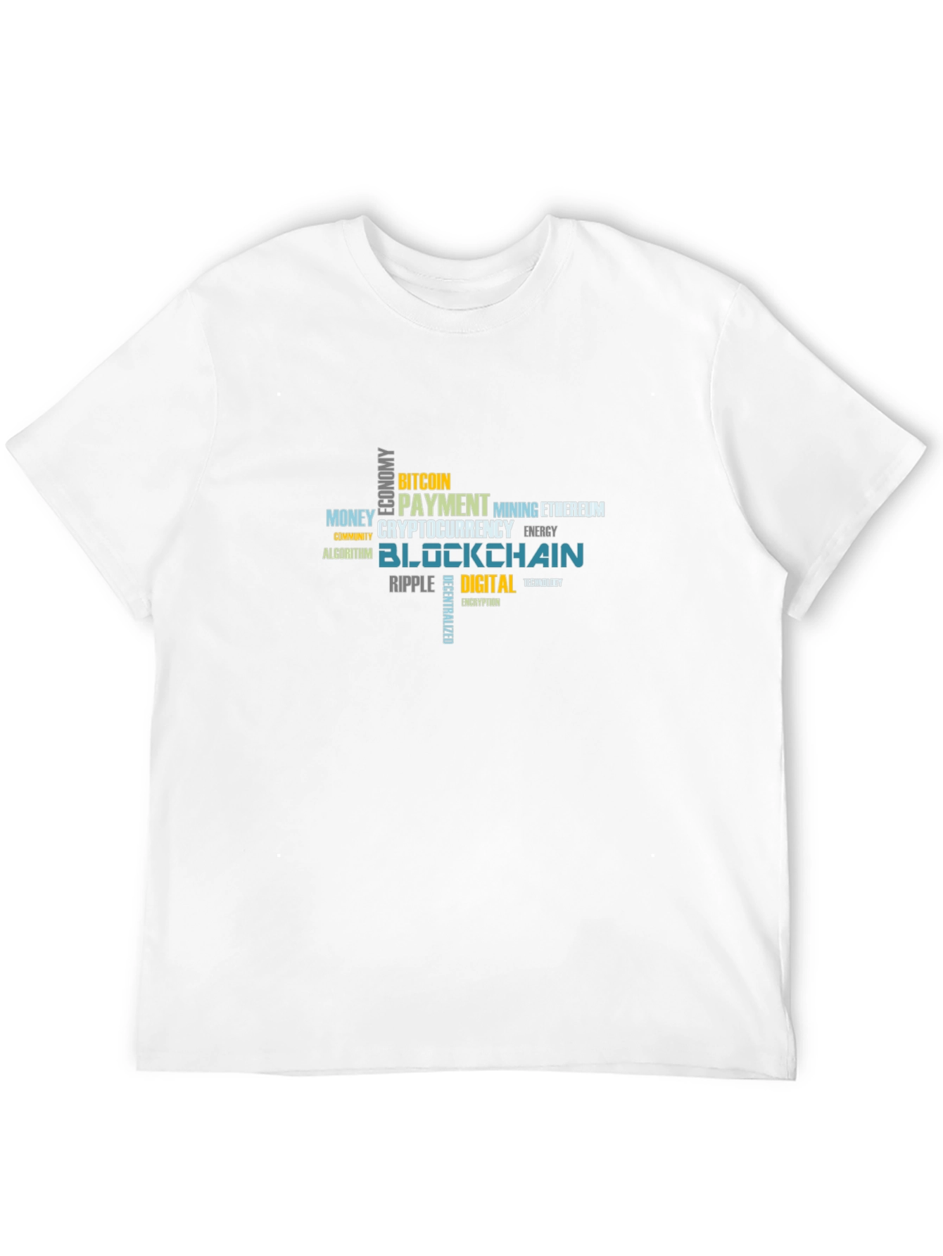 Crypto Blockchain Word Art Black T-Shirt