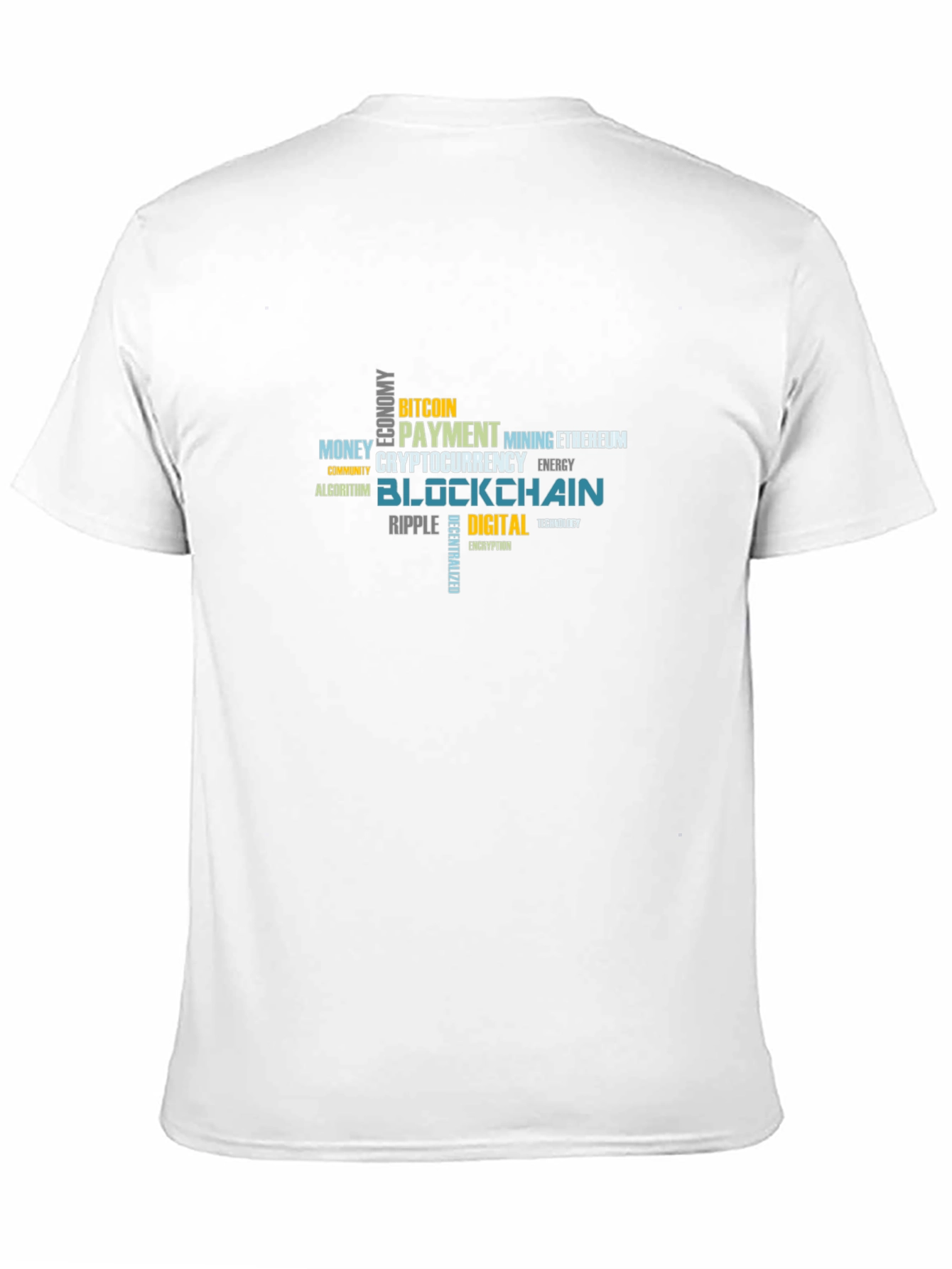 Crypto Blockchain Word Art Black T-Shirt