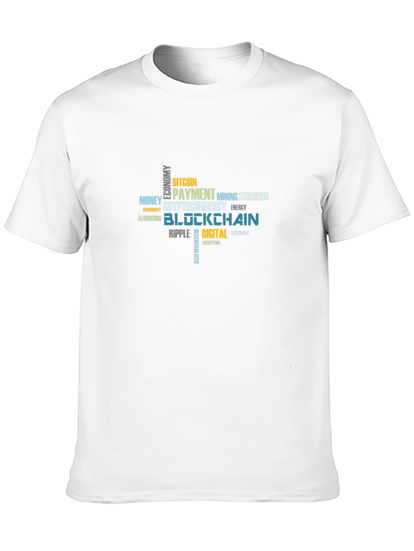 Crypto Blockchain Word Art Black T-Shirt
