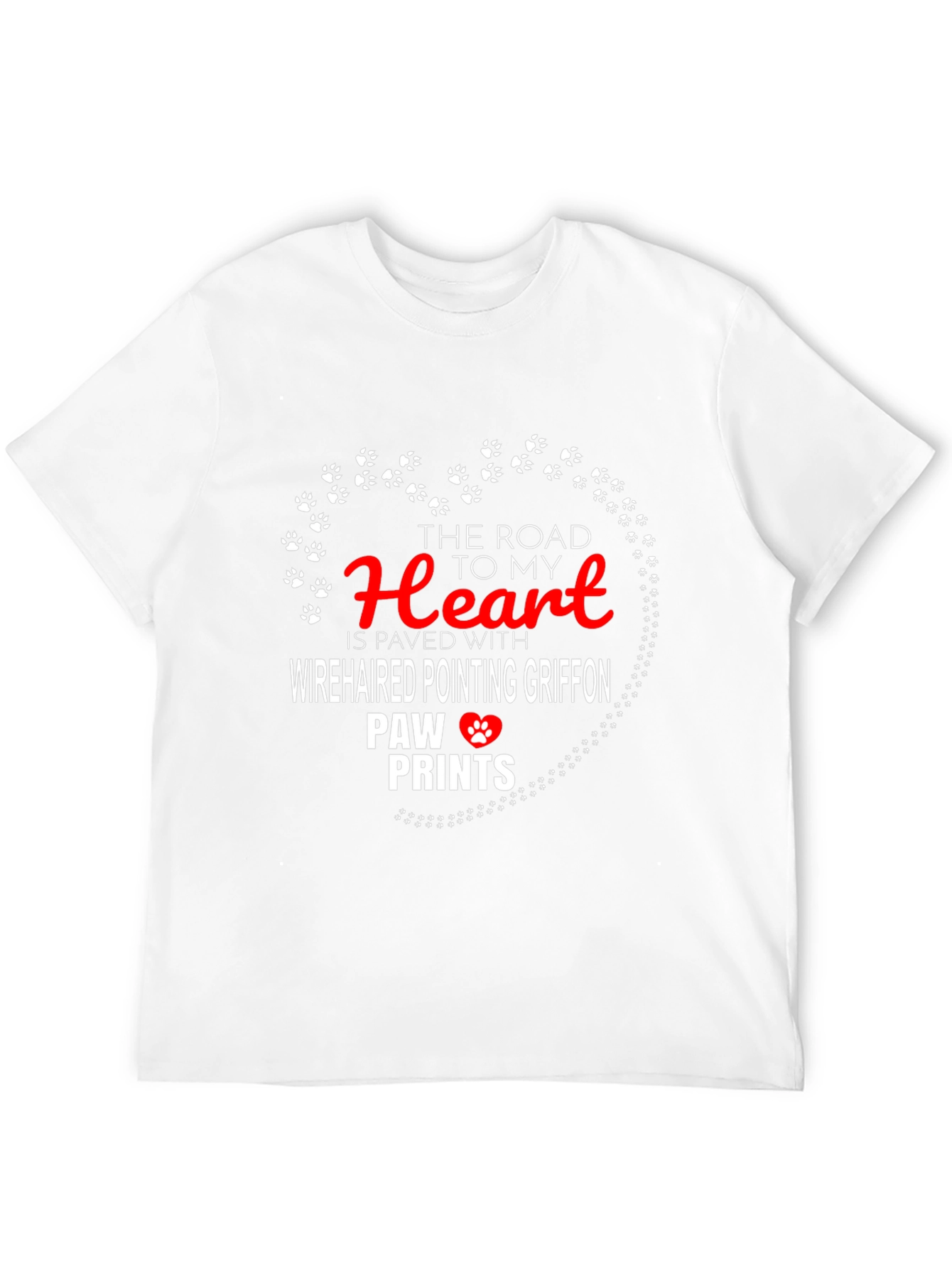 Wirehaired Griffon Paw Print Heart T-Shirt