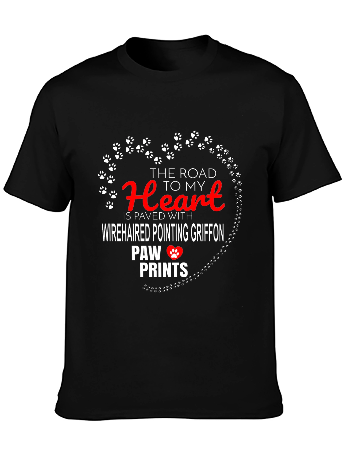 Wirehaired Griffon Paw Print Heart T-Shirt