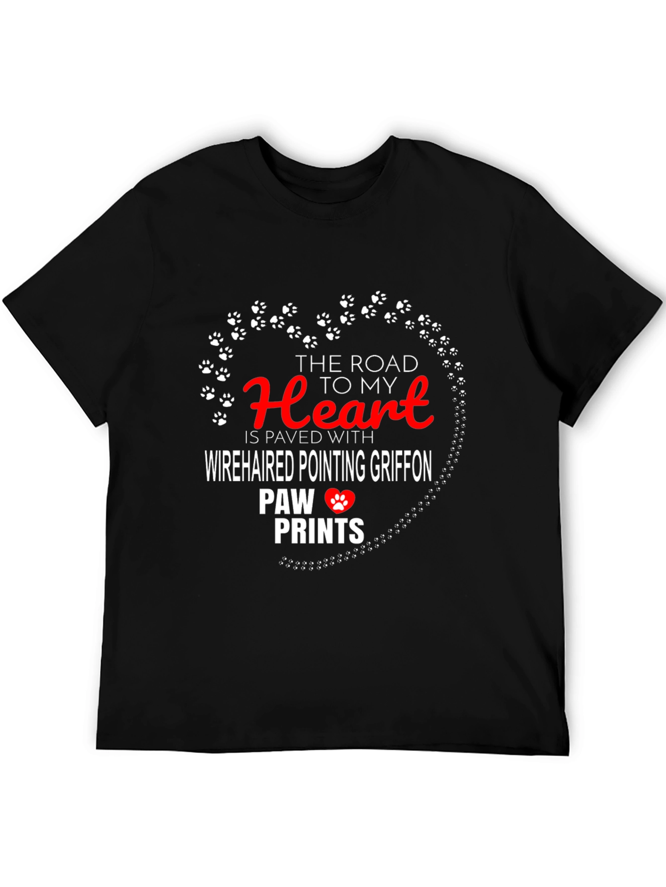 Wirehaired Griffon Paw Print Heart T-Shirt