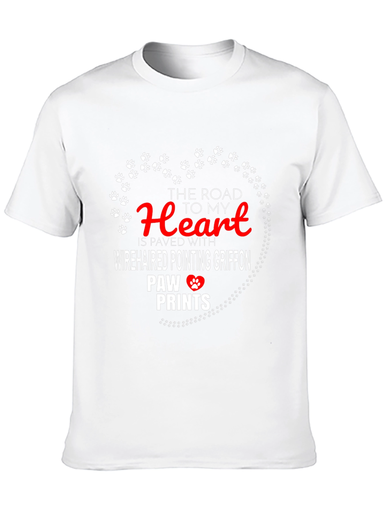 Wirehaired Griffon Paw Print Heart T-Shirt