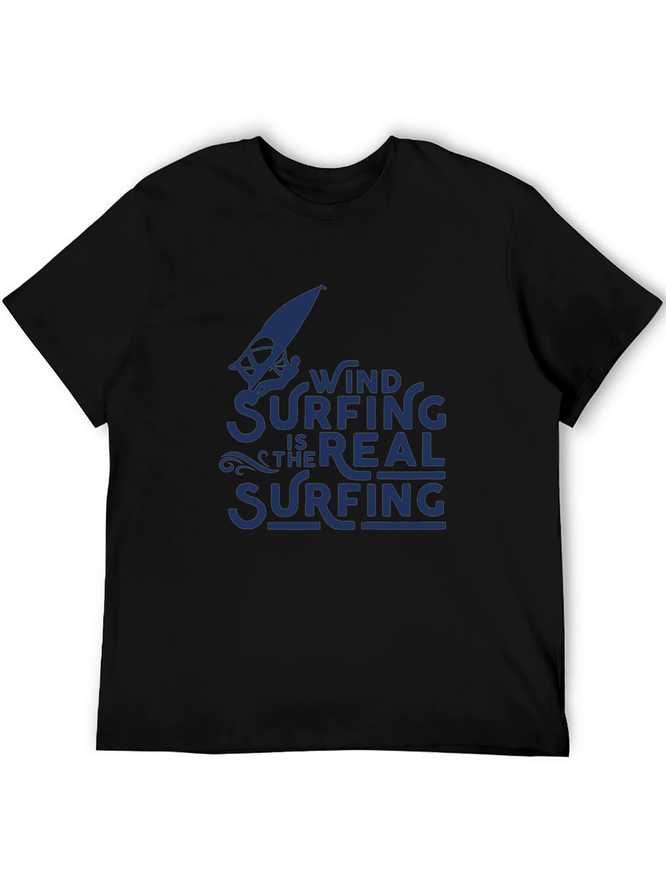 Windsurfing is the Real Surfing Black T-Shirt