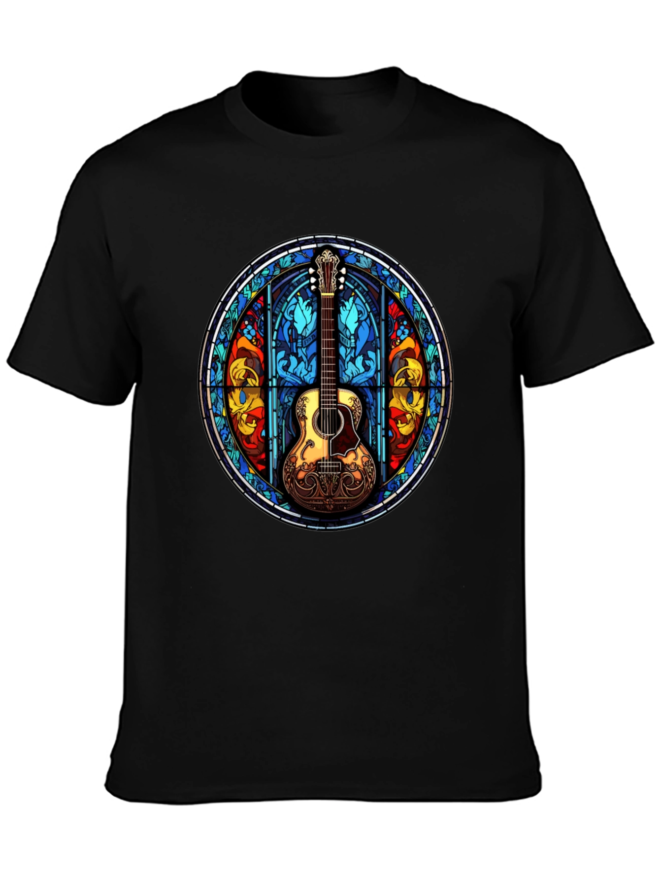 Stained Glass Guitar Graphic Tee