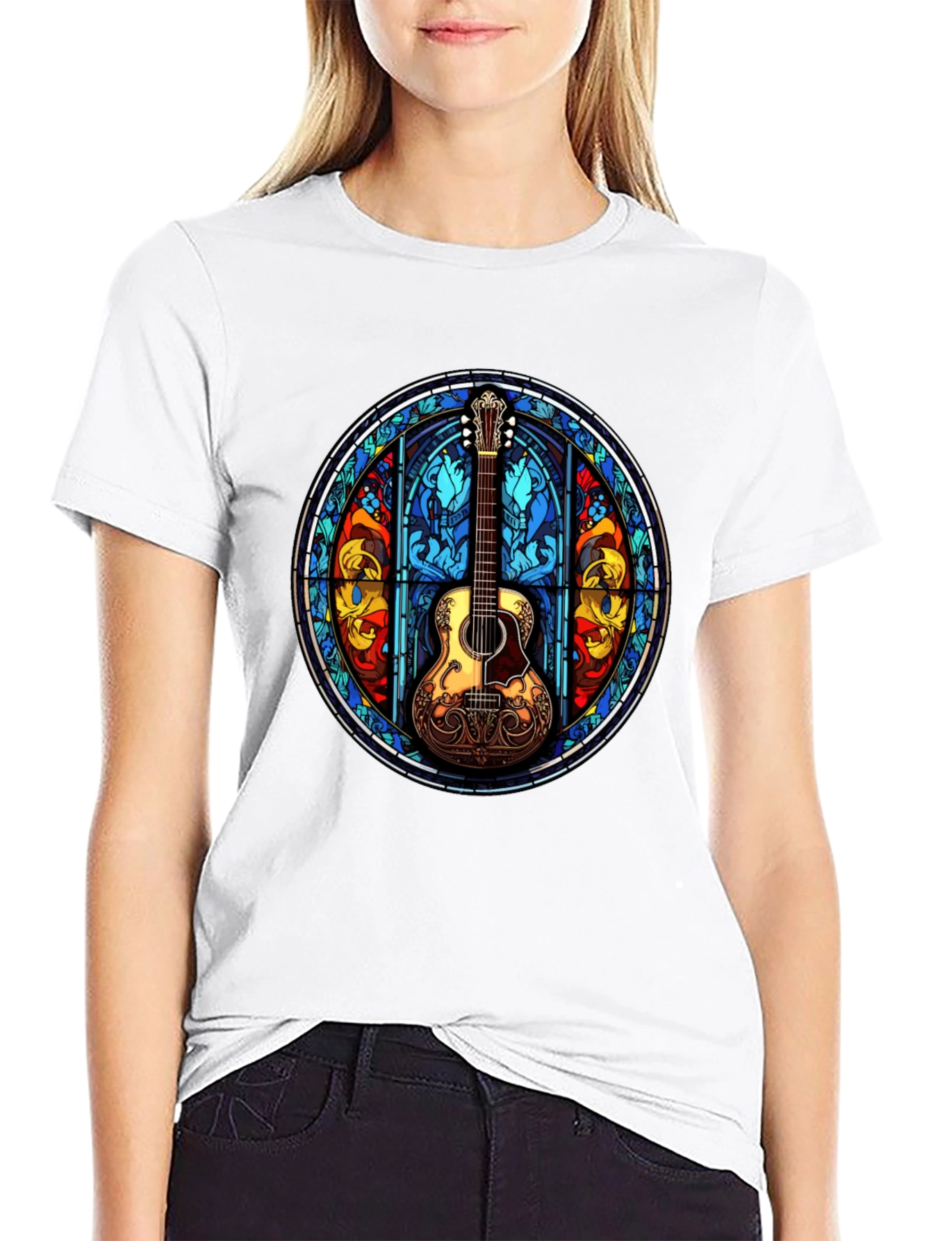 Stained Glass Guitar Graphic Tee