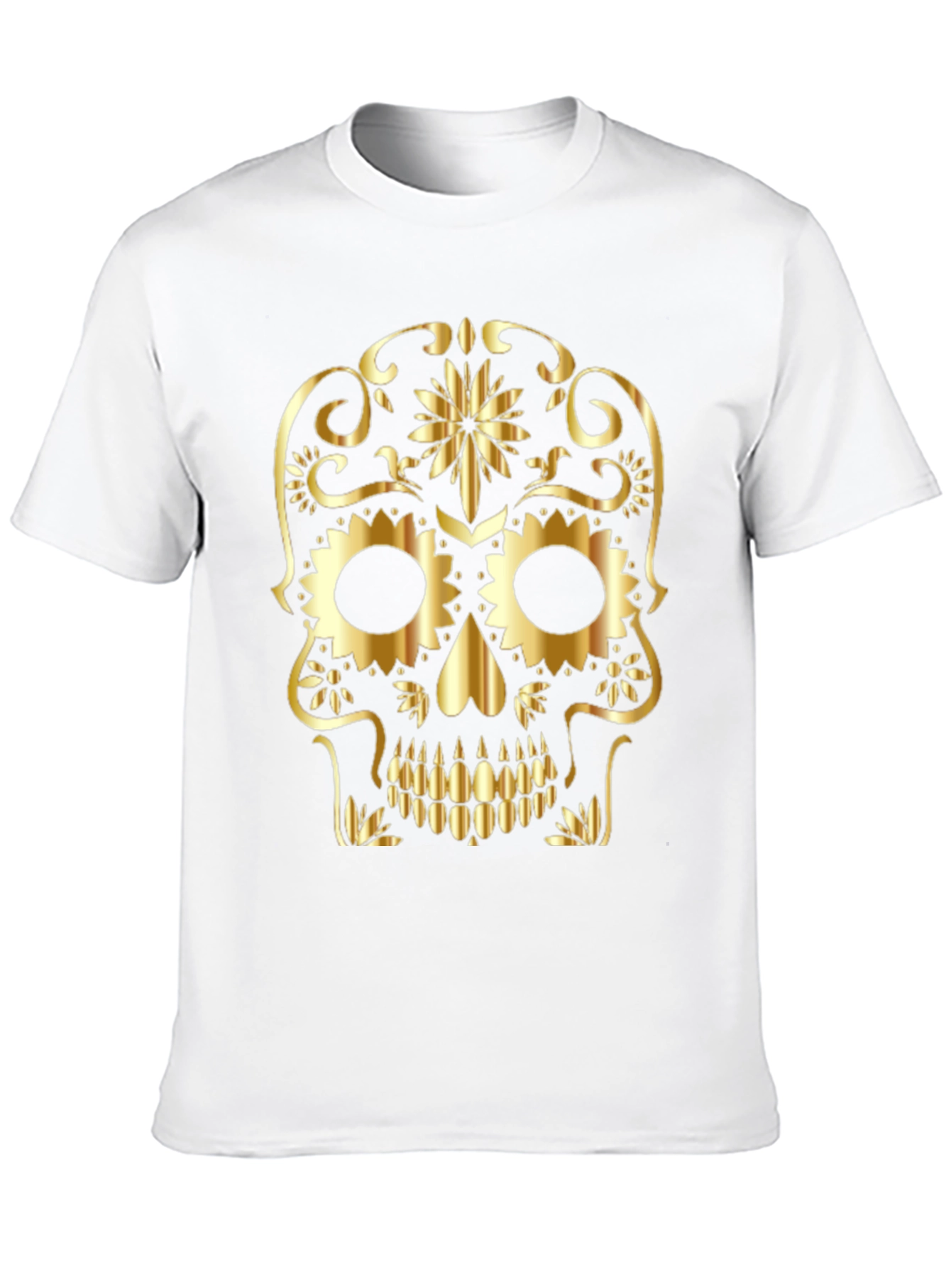 Gothic Golden Sugar Skull Graphic T-Shirt