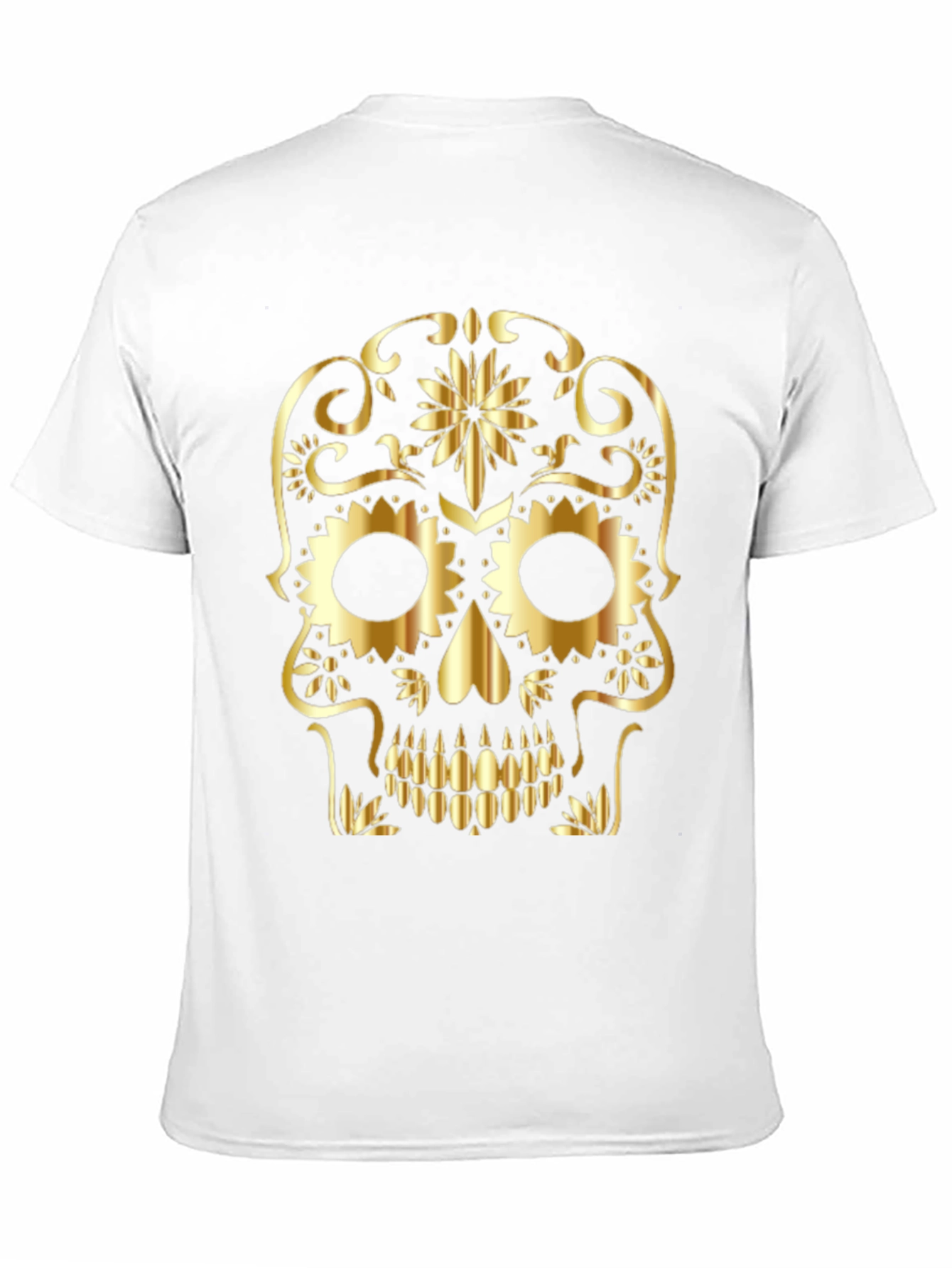 Gothic Golden Sugar Skull Graphic T-Shirt