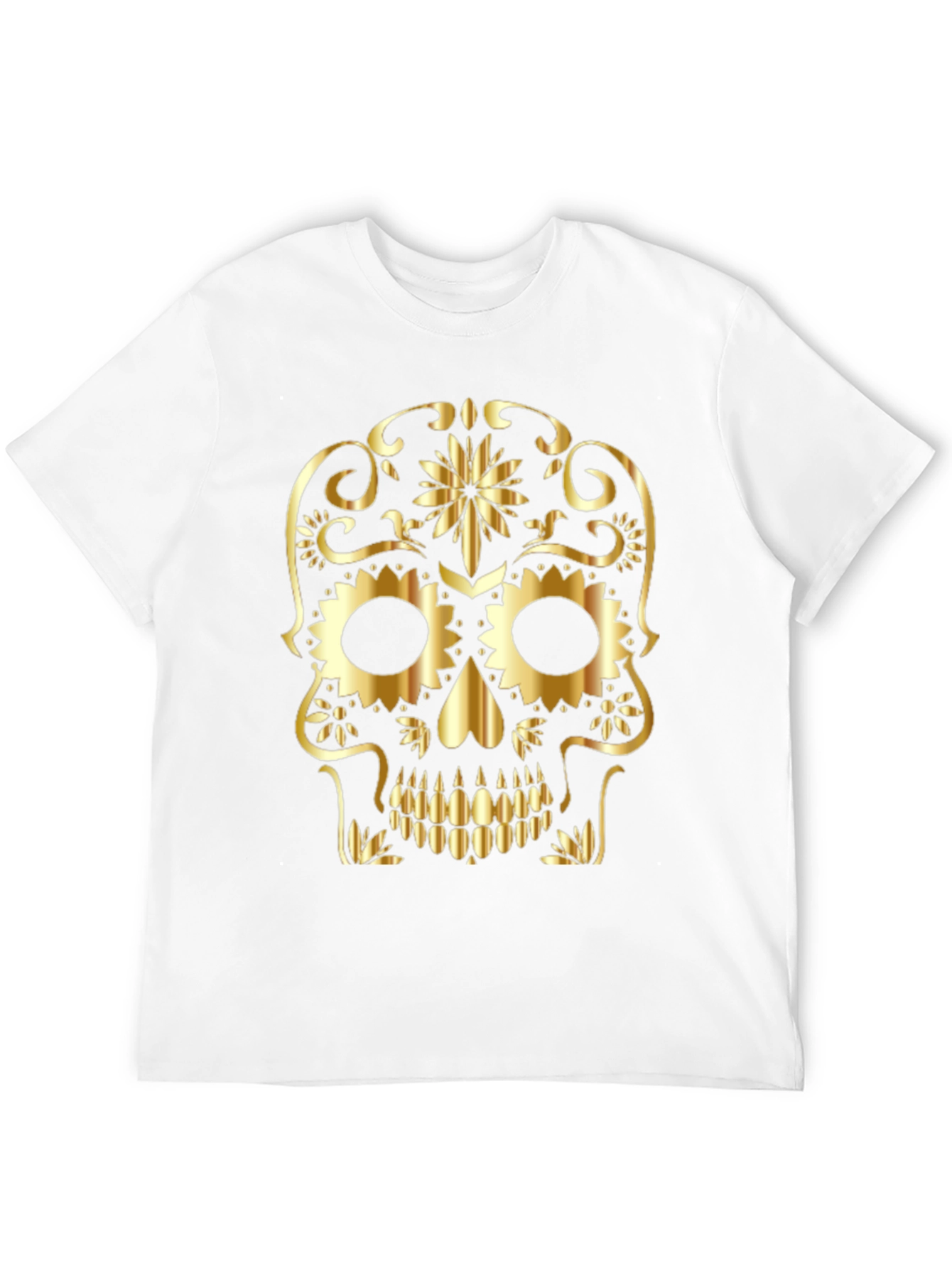 Gothic Golden Sugar Skull Graphic T-Shirt