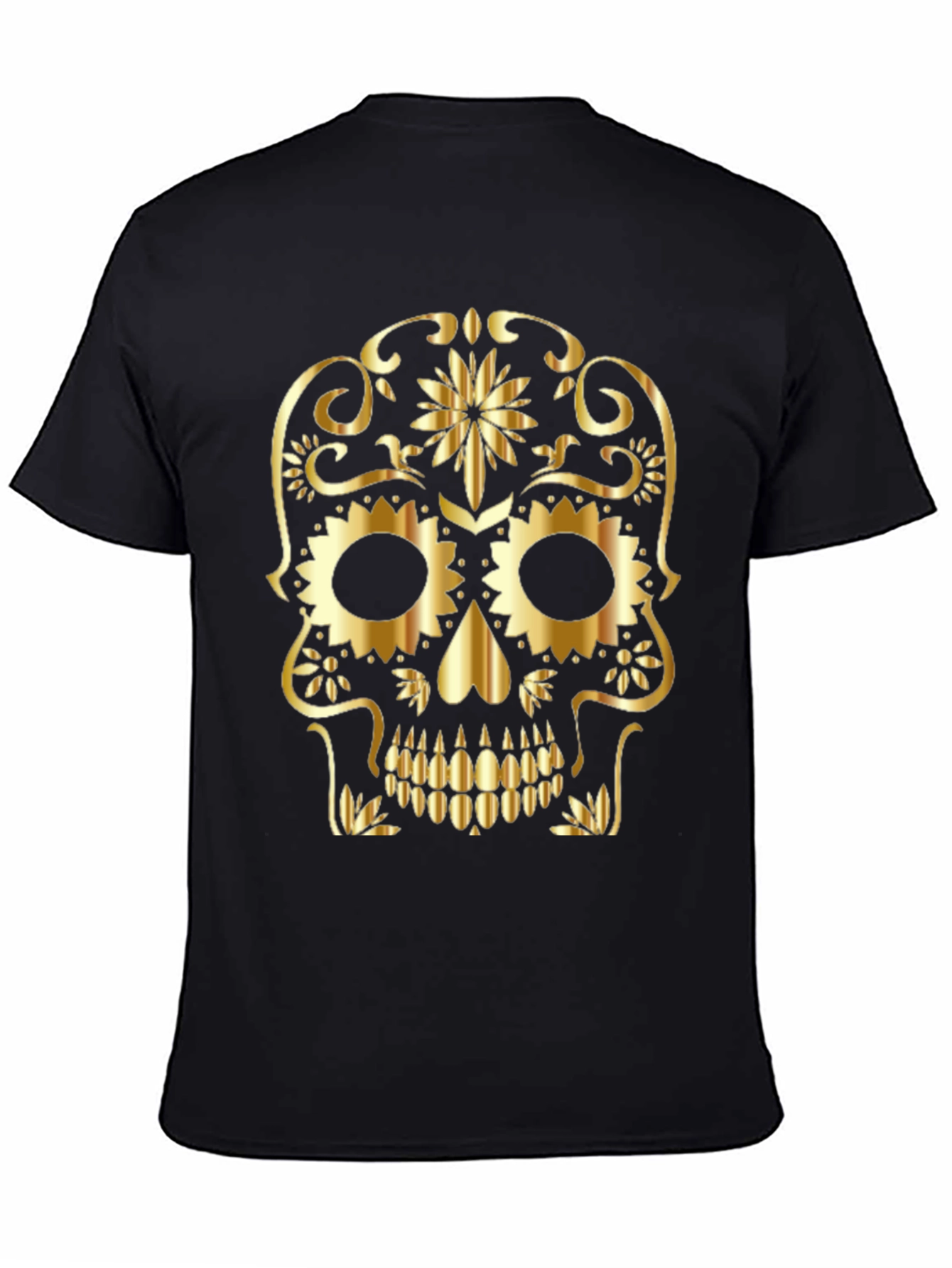 Gothic Golden Sugar Skull Graphic T-Shirt