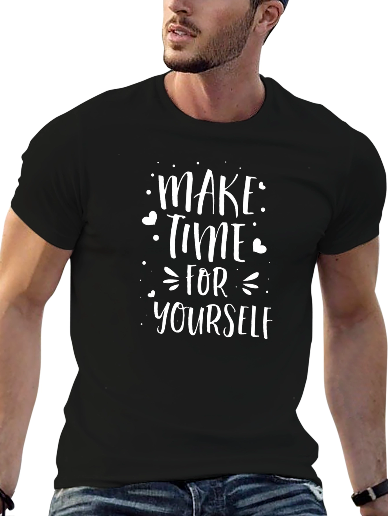 Make Time for Yourself Black Graphic T-Shirt