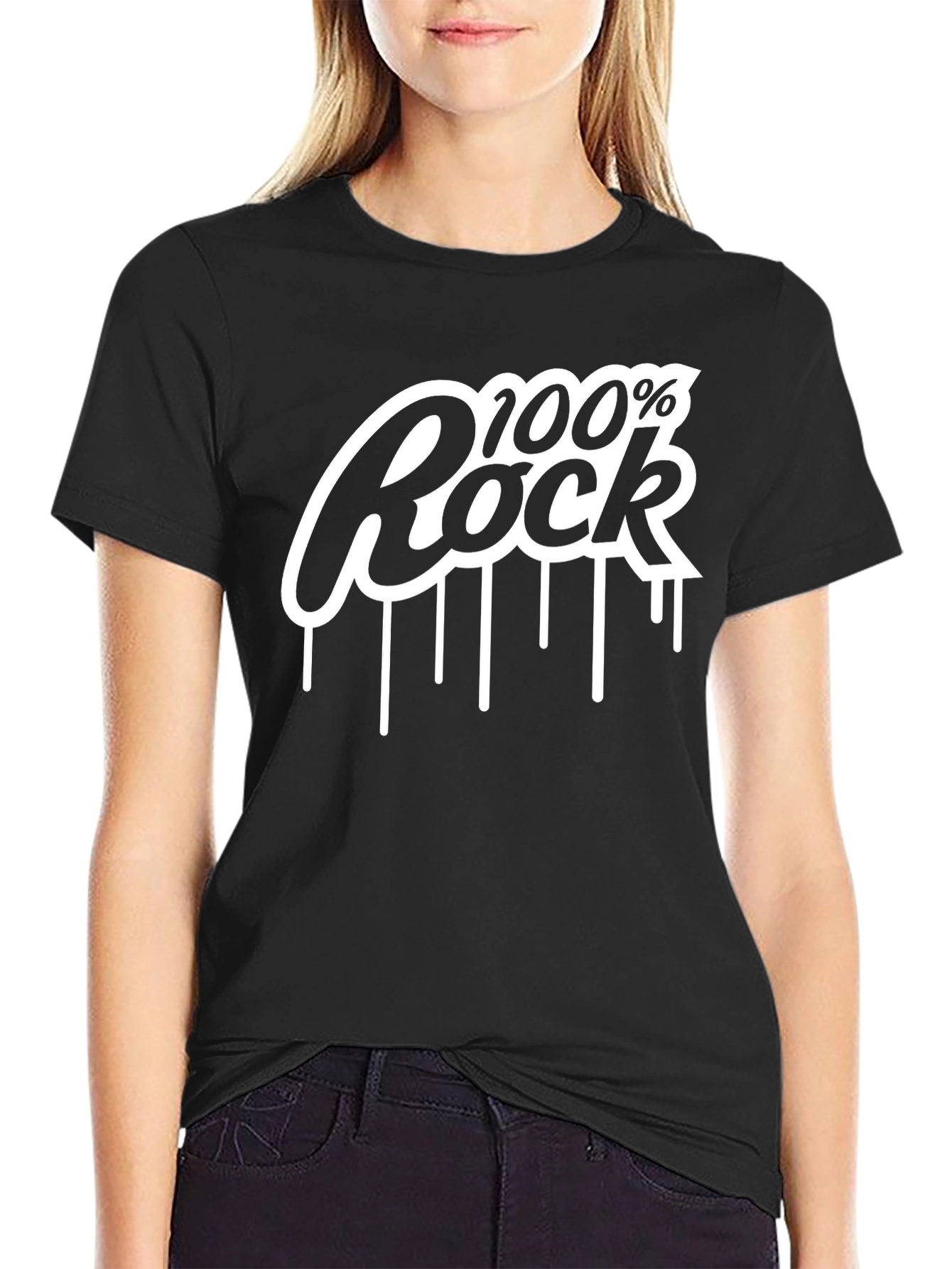 100% Rock Graphic Tee - Black Casual T-Shirt