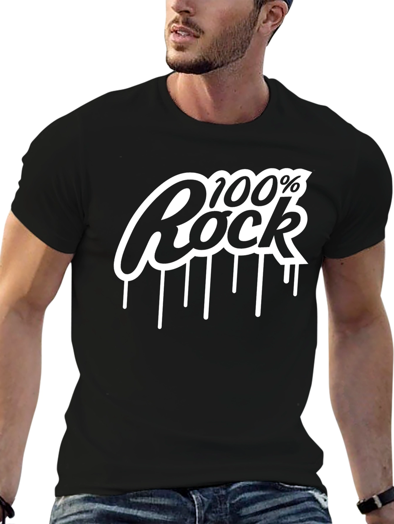 100% Rock Graphic Tee - Black Casual T-Shirt
