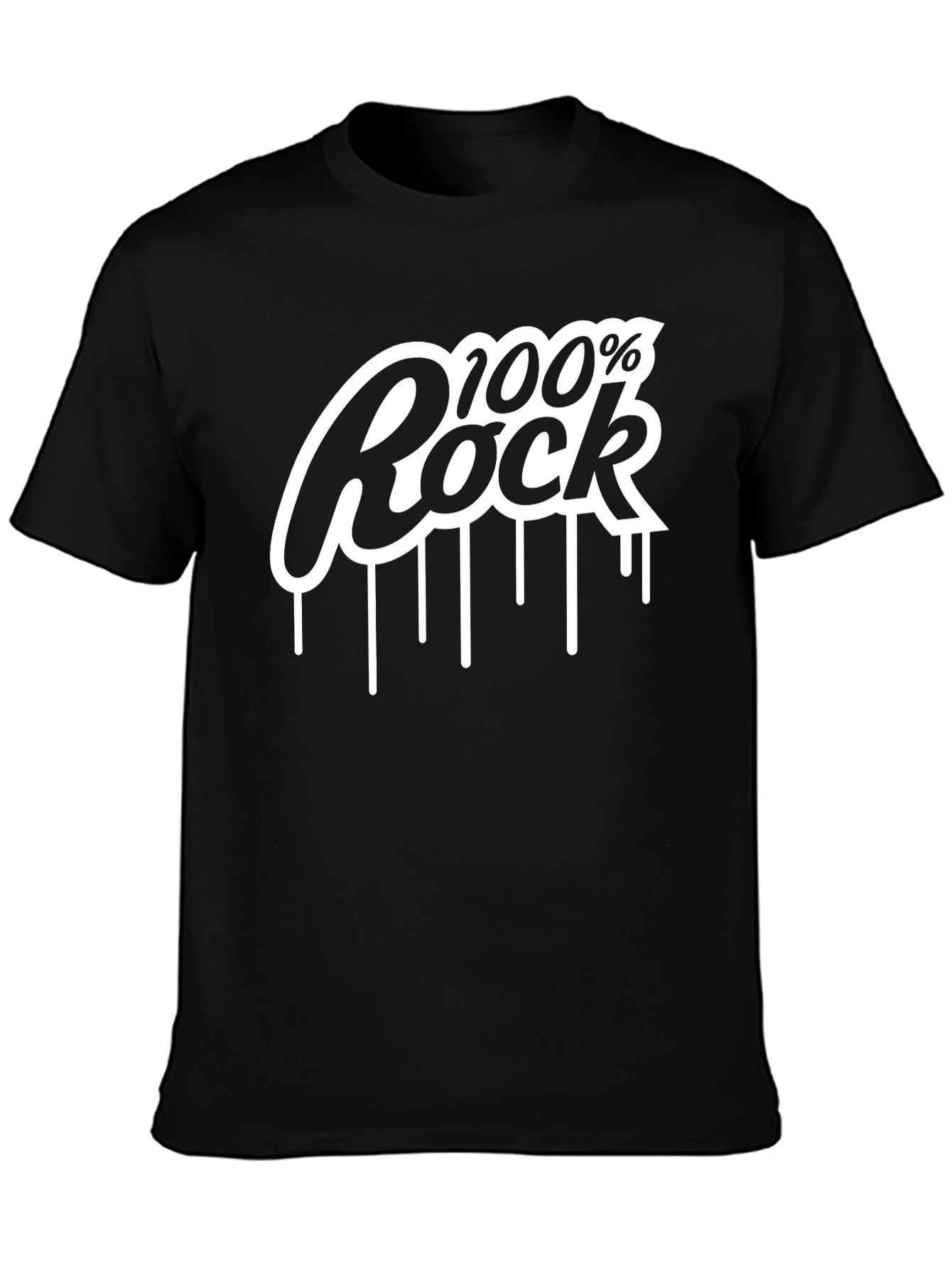 100% Rock Graphic Tee - Black Casual T-Shirt