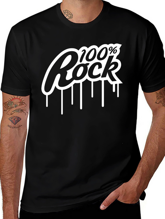 100% Rock Graphic Tee - Black Casual T-Shirt