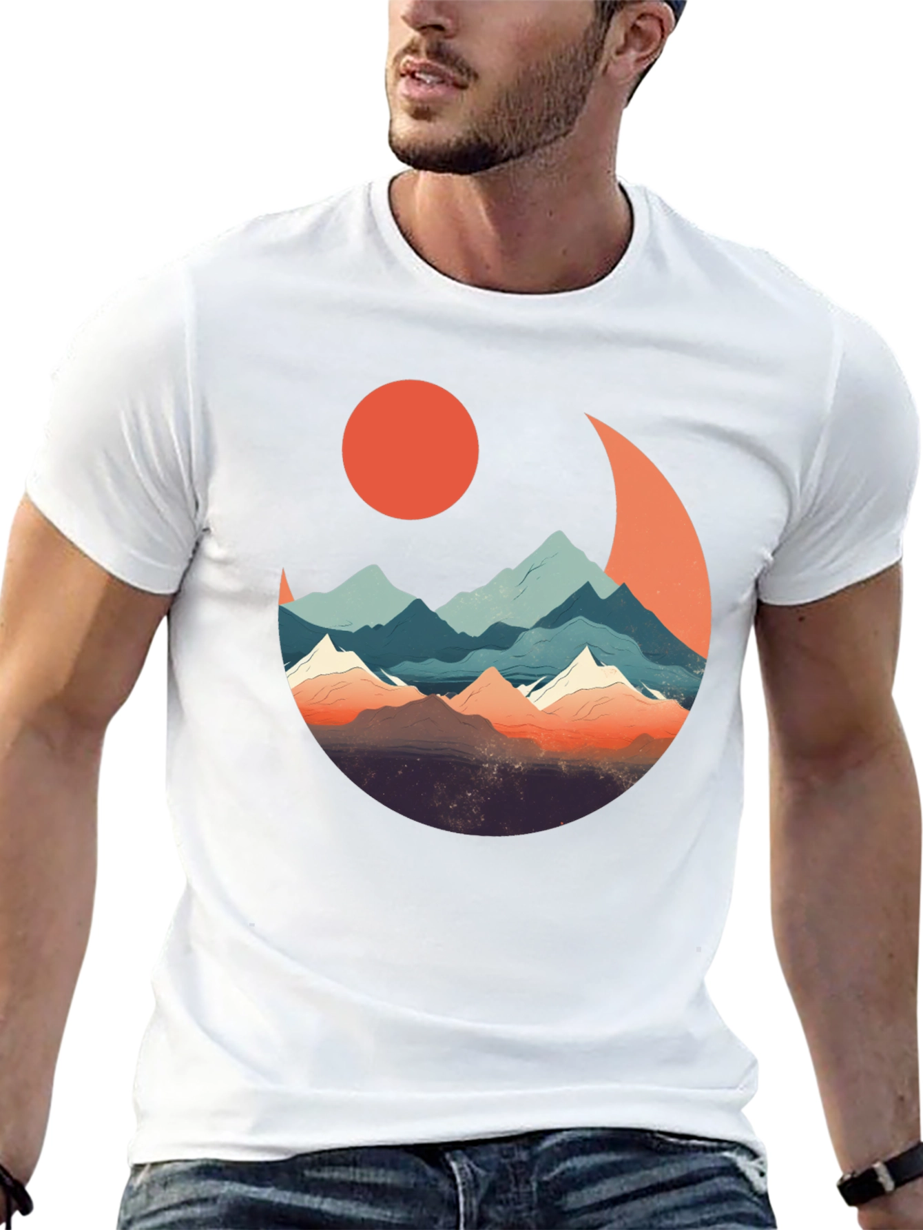 Mountain Moon Graphic Tee - Nature Inspired Design