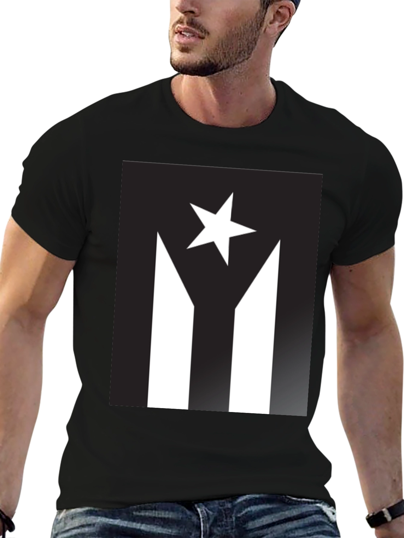 Puerto Rico Flag Inspired Black T-Shirt