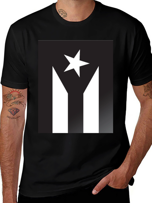 Puerto Rico Flag Inspired Black T-Shirt