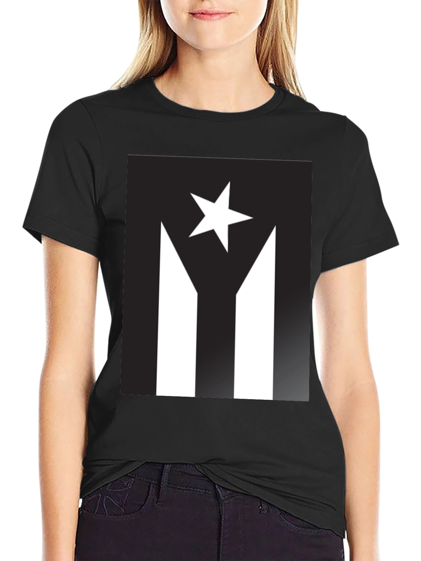Puerto Rico Flag Inspired Black T-Shirt