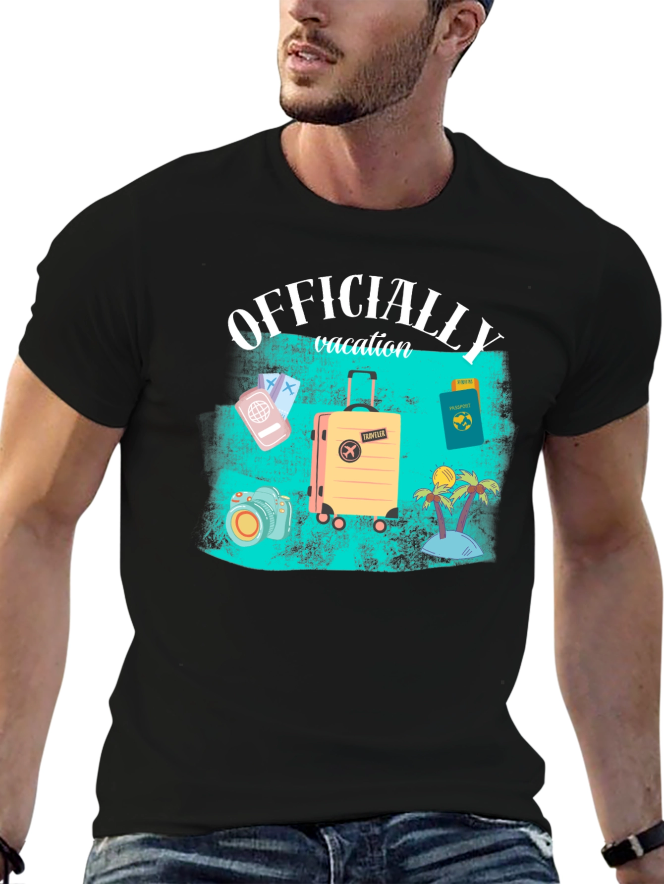 Officially Vacation Mode Graphic Tee - Black
