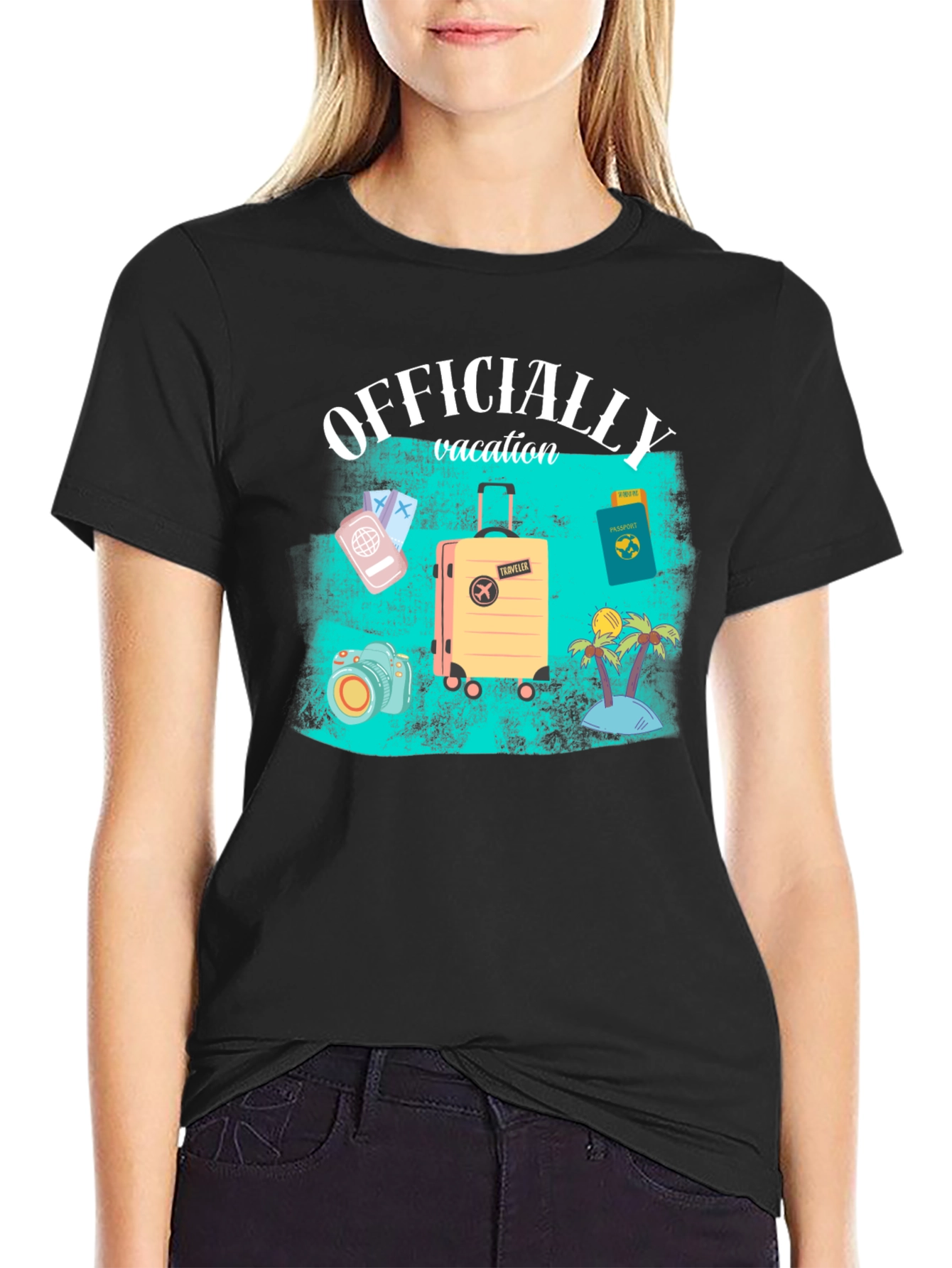 Officially Vacation Mode Graphic Tee - Black