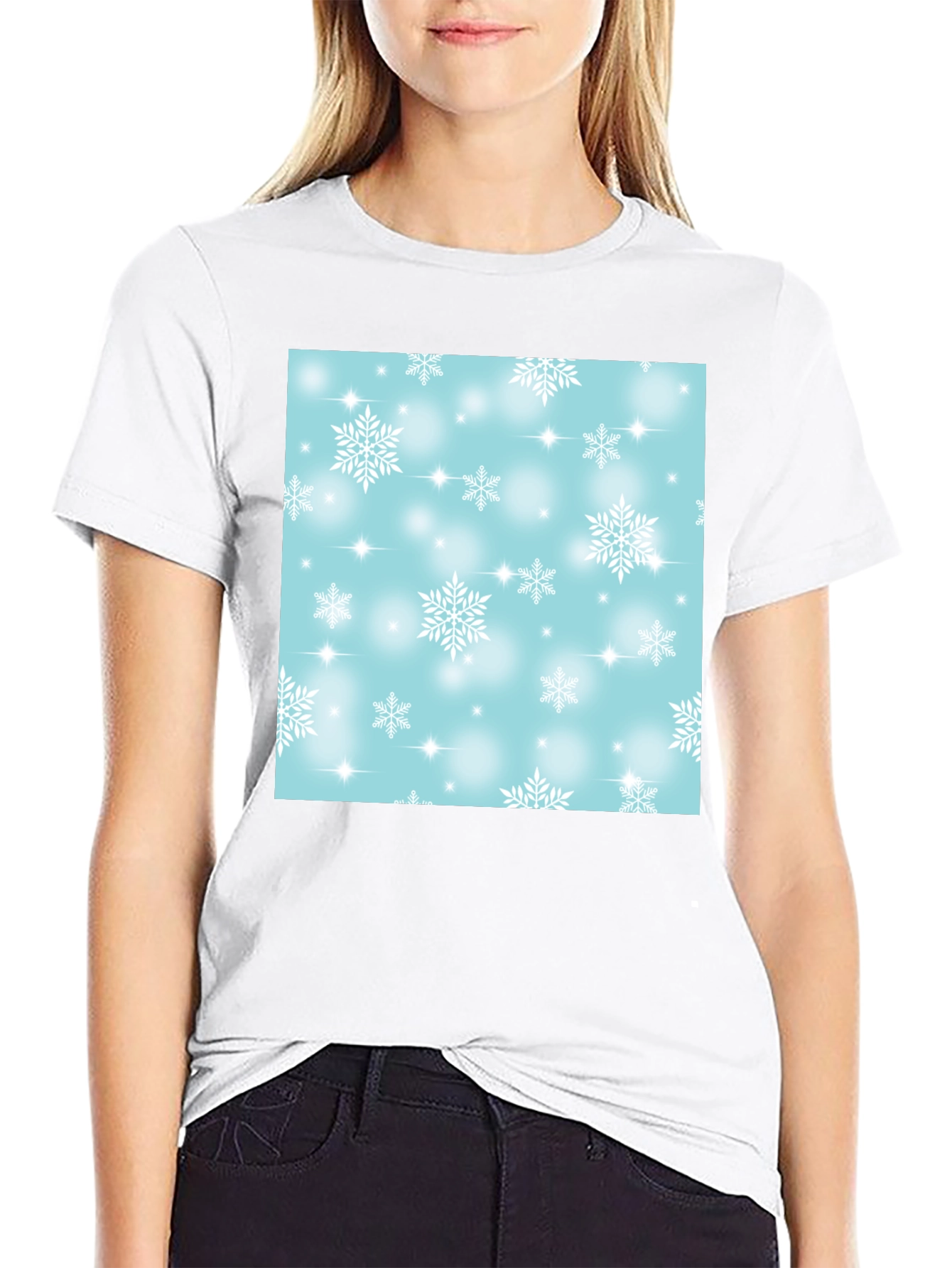 Snowflake Pattern T-Shirt - Winter Festive Tee
