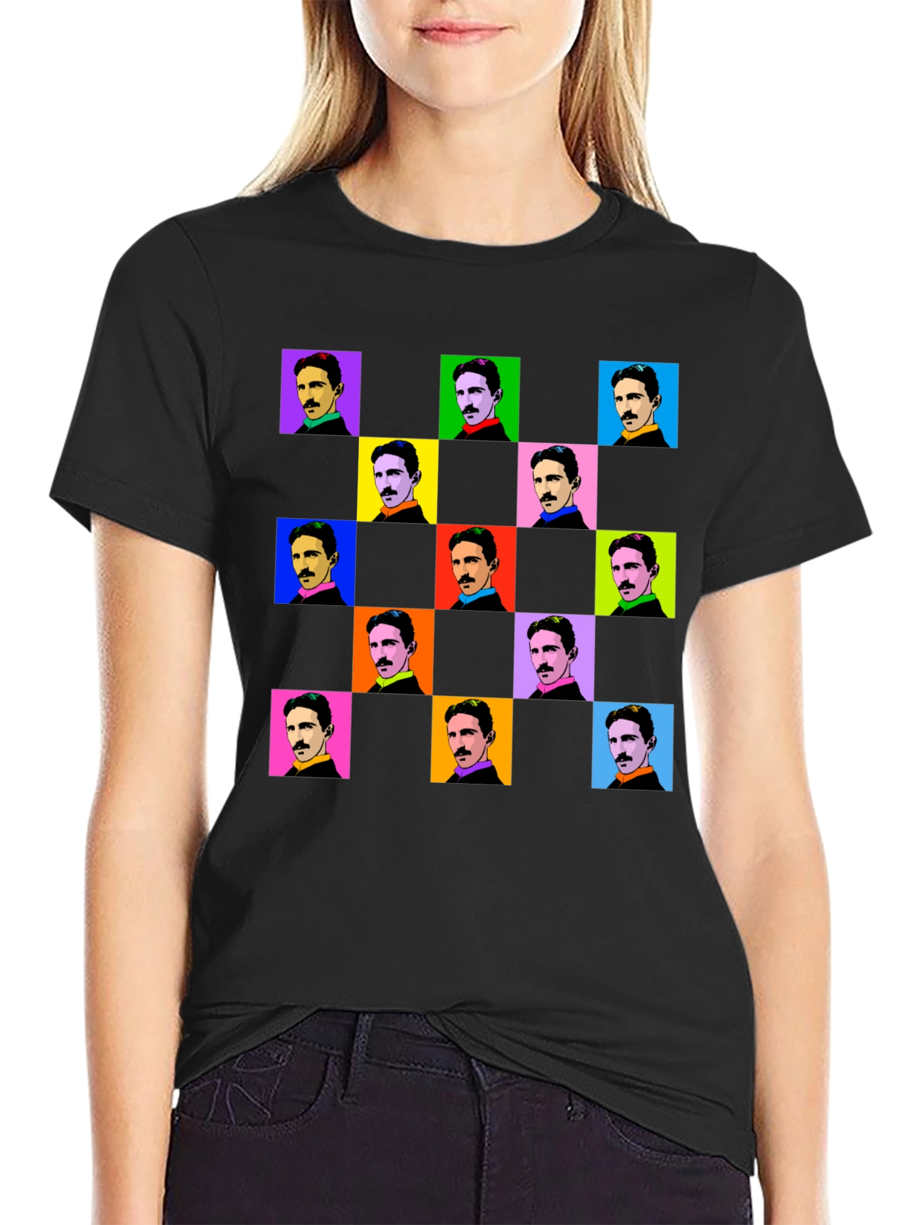 Nikola Tesla Pop Art T-Shirt - Black