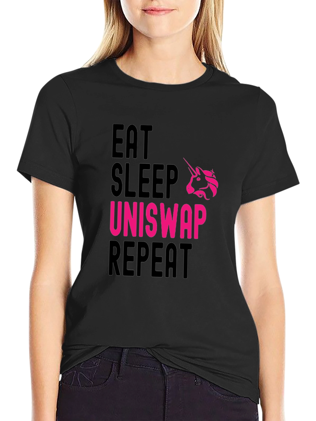 Eat Sleep Uniswap Repeat Black T-Shirt