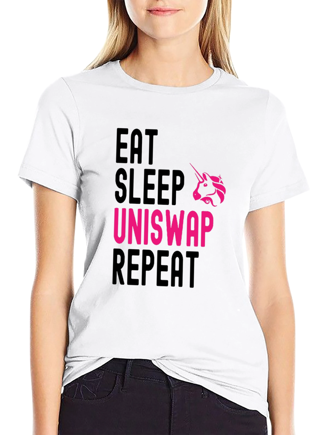 Eat Sleep Uniswap Repeat Black T-Shirt