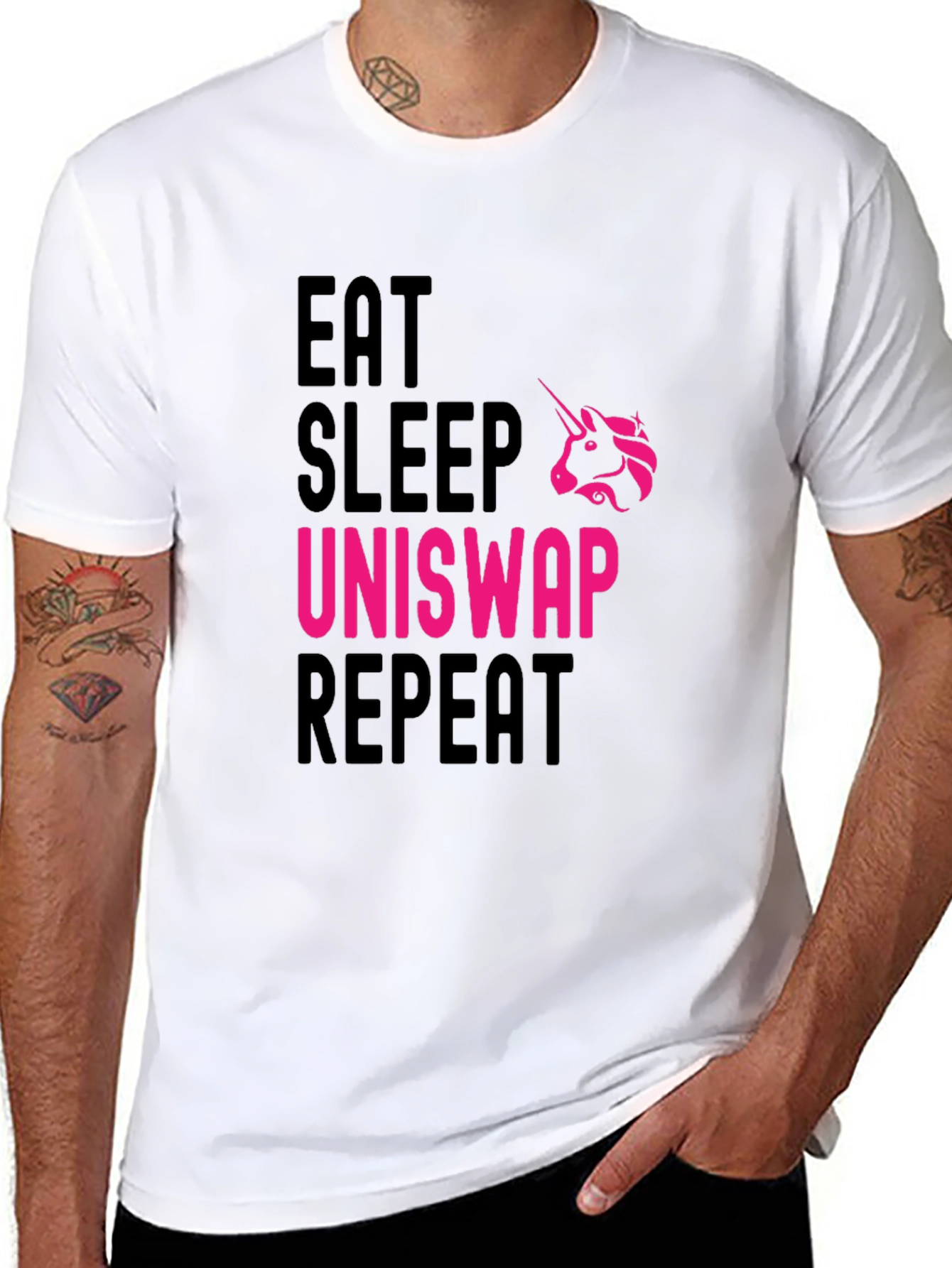 Eat Sleep Uniswap Repeat Black T-Shirt