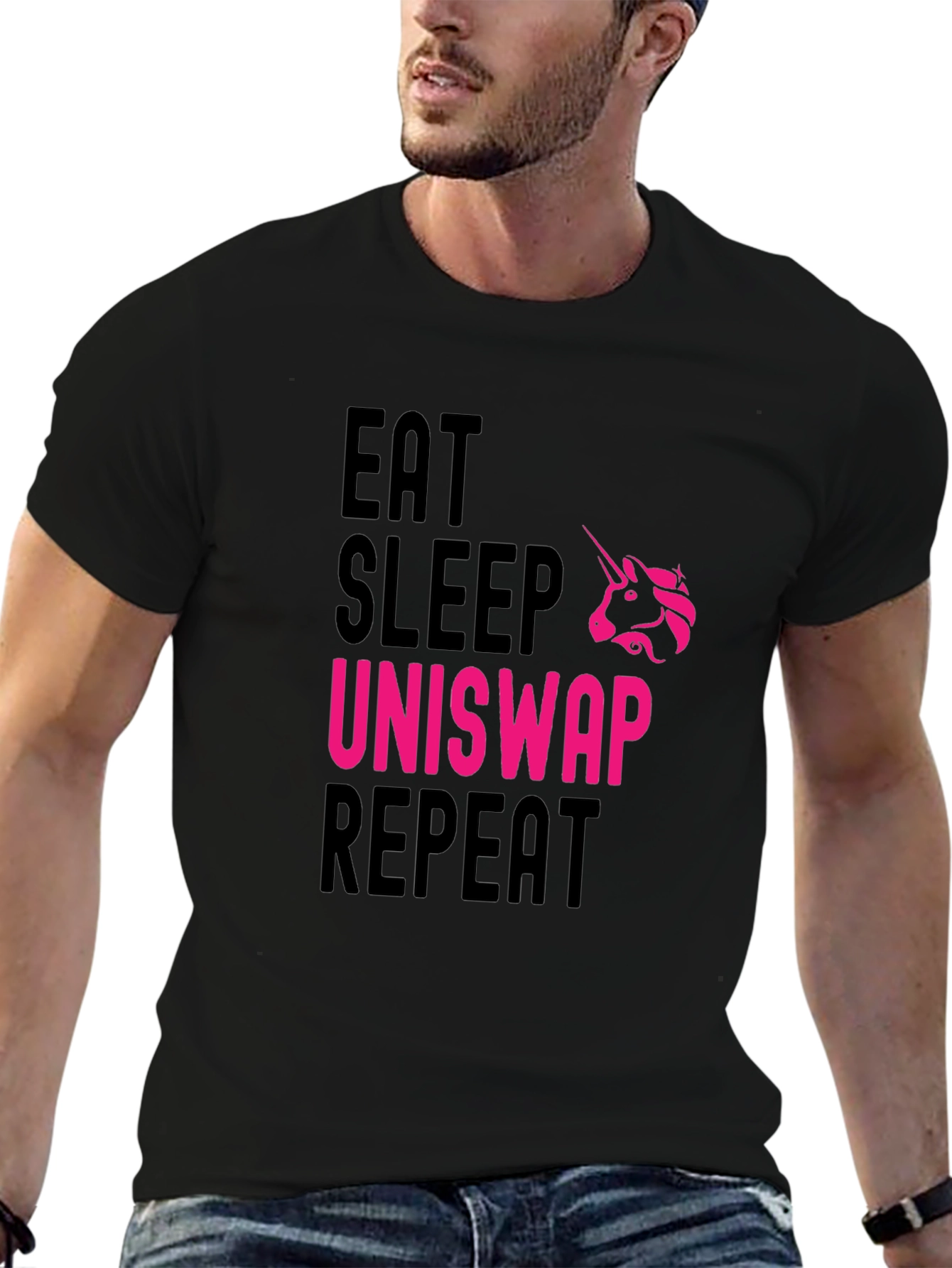 Eat Sleep Uniswap Repeat Black T-Shirt