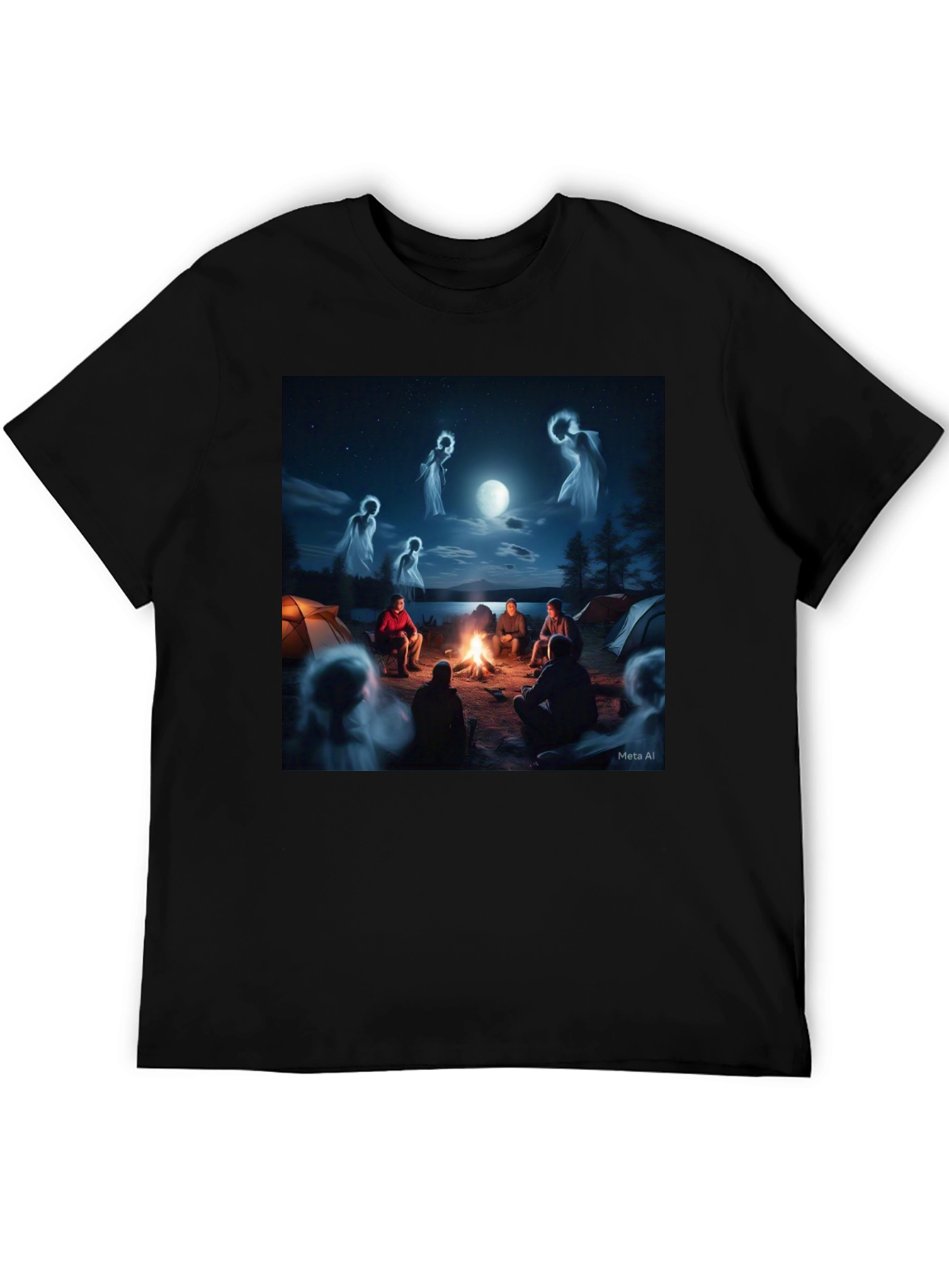 Campfire Spirits Graphic Tee - Black Cotton T-Shirt