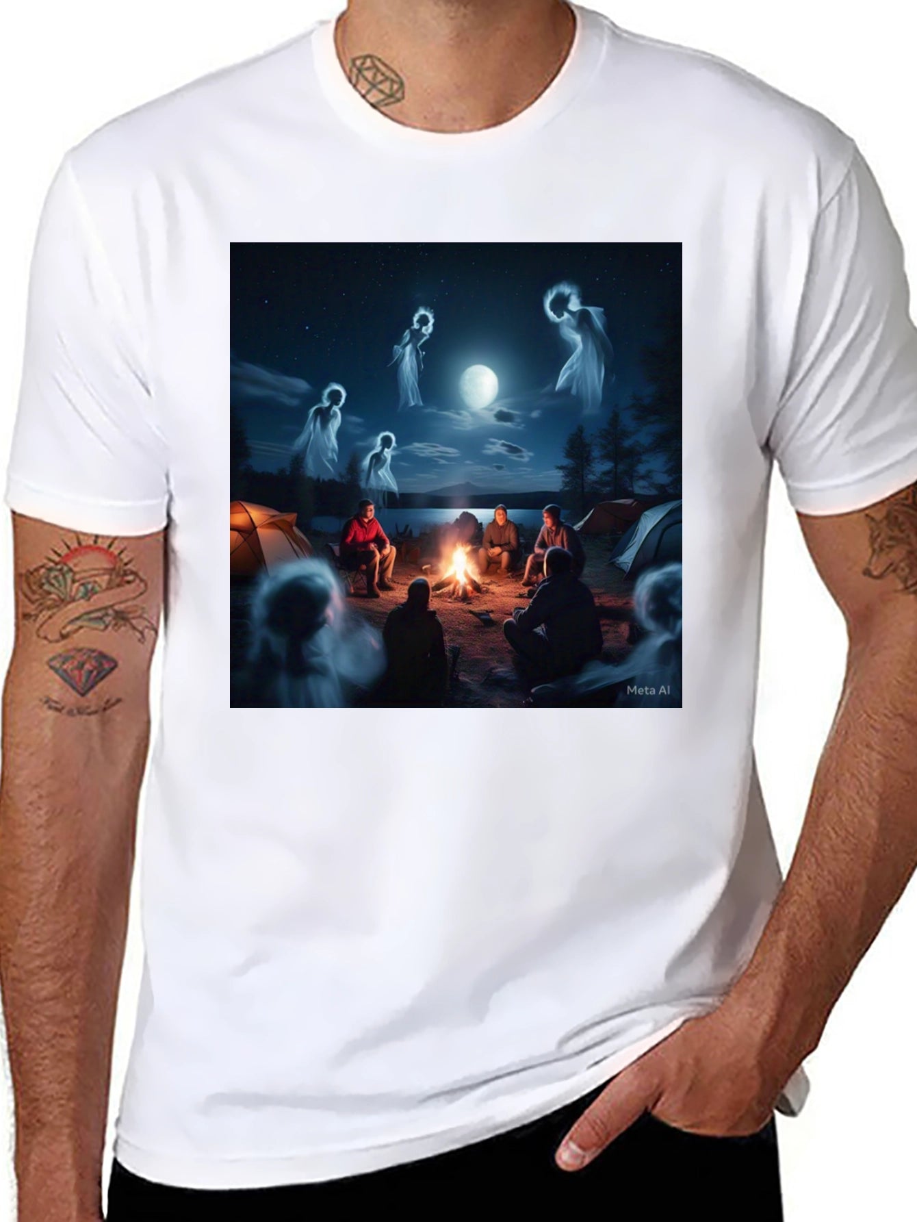 Campfire Spirits Graphic Tee - Black Cotton T-Shirt
