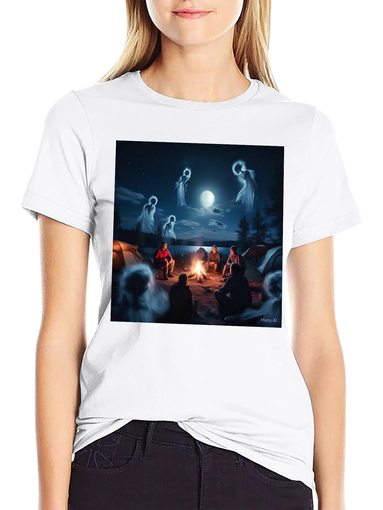 Campfire Spirits Graphic Tee - Black Cotton T-Shirt