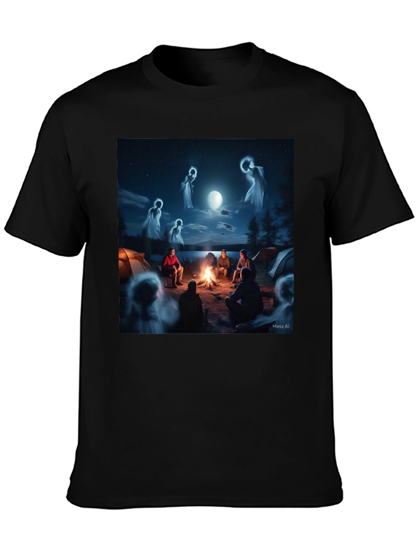Campfire Spirits Graphic Tee - Black Cotton T-Shirt
