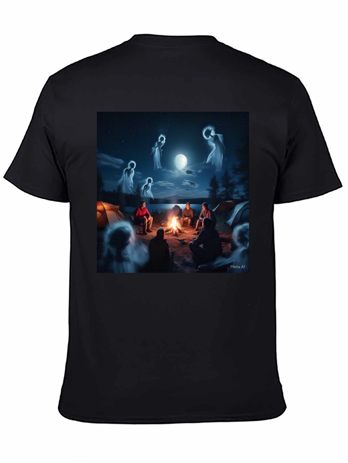 Campfire Spirits Graphic Tee - Black Cotton T-Shirt