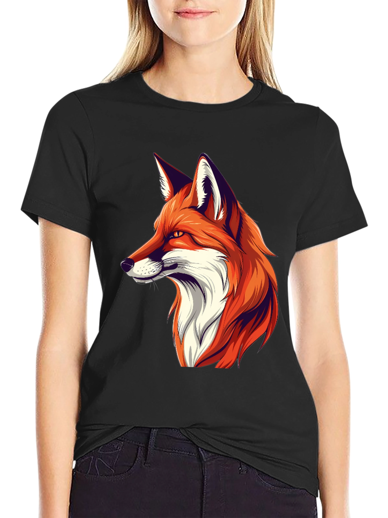 Cool Fox Graphic Tee - Black Cotton T-Shirt