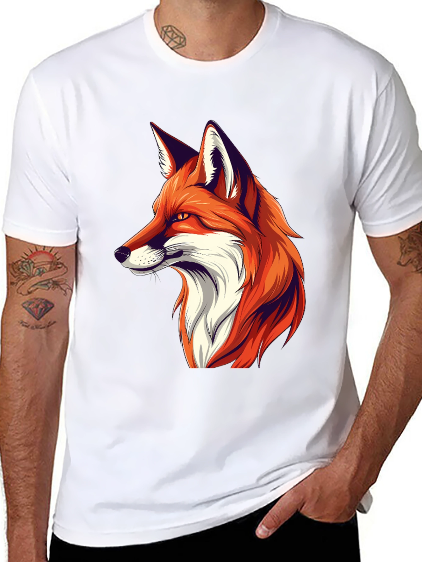 Cool Fox Graphic Tee - Black Cotton T-Shirt