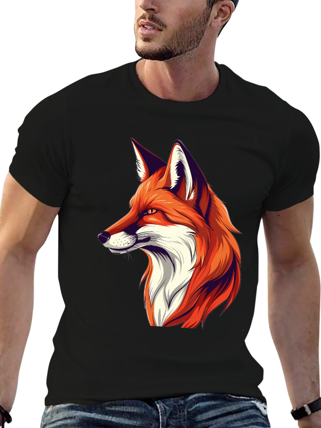 Cool Fox Graphic Tee - Black Cotton T-Shirt
